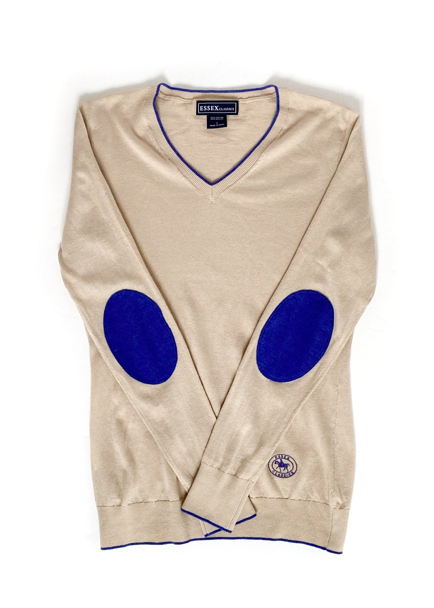 Essex Classics Trey V-Neck Sweater - Large - Oatmeal