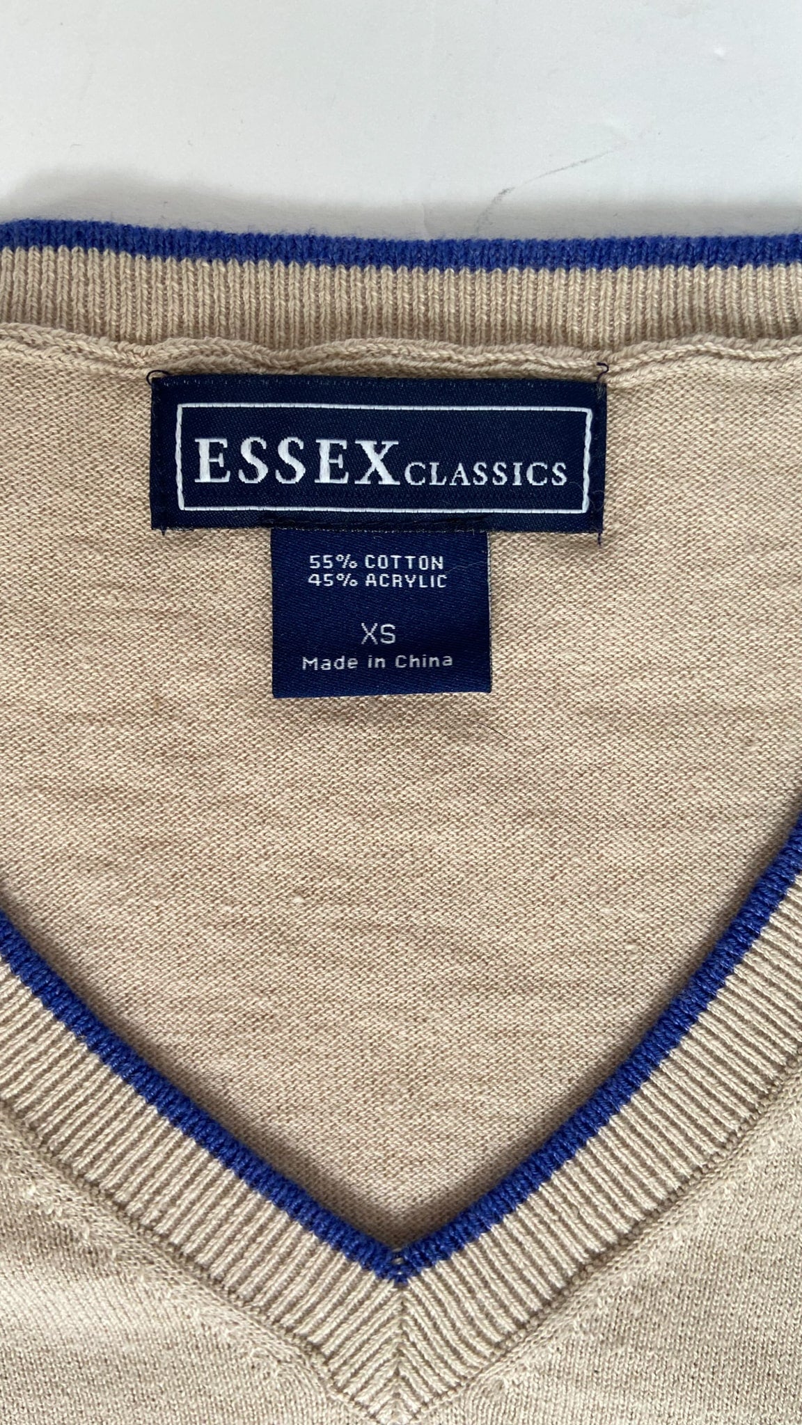 Essex Classics Trey V-Neck Sweater - Oatmeal - XS