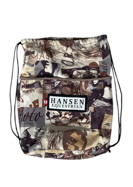 Hansen Equestrian Lush Velvet Helmet Bag - Tan/Blue - One Size