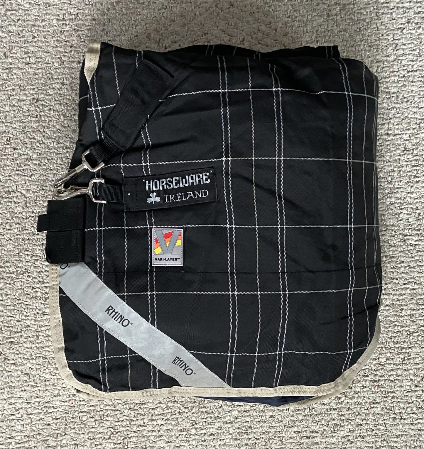 Horseware Rhino Wug Turnout with Vari-Layer (250g) - Black Plaid - 81"