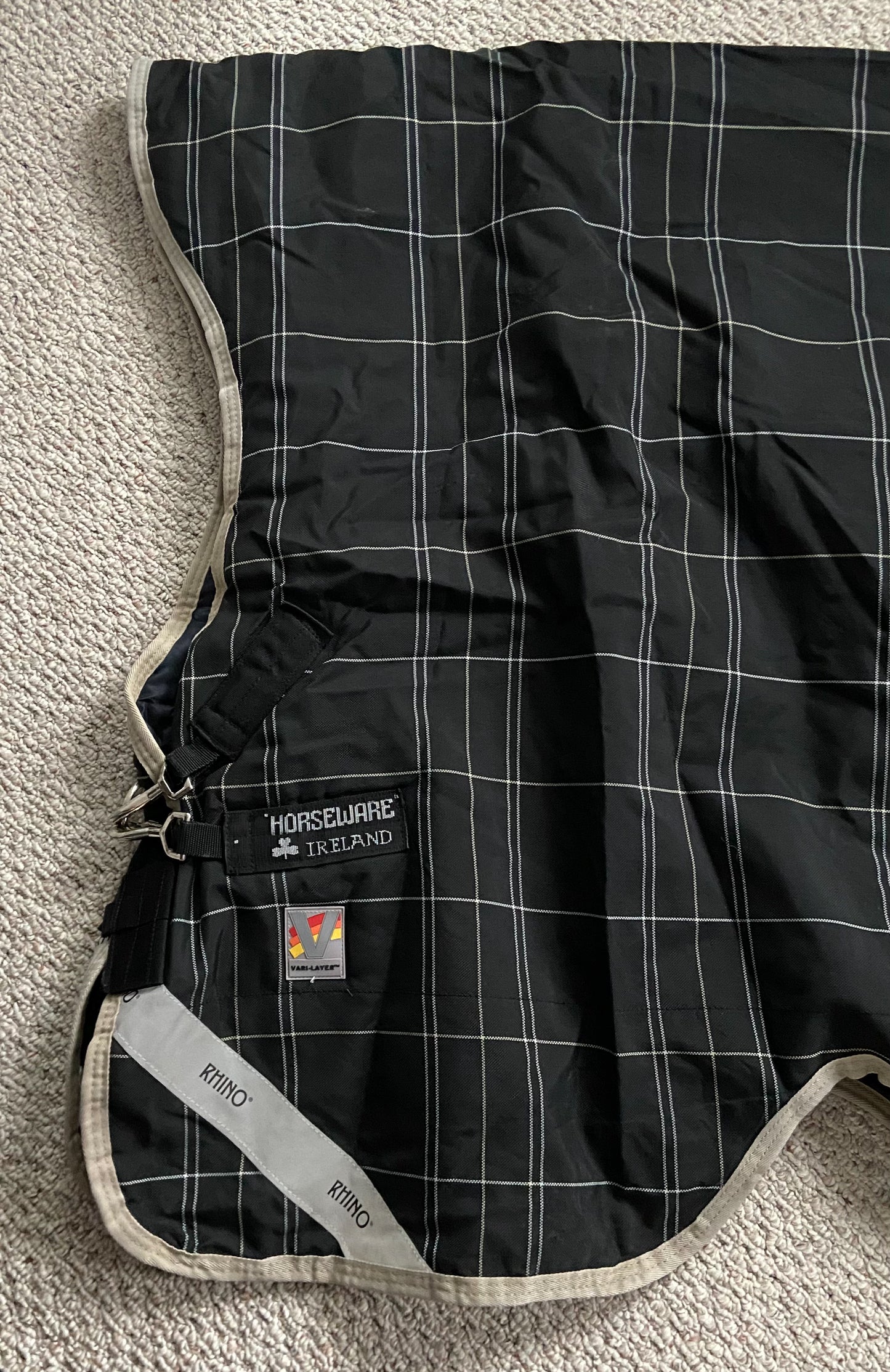 Horseware Rhino Wug Turnout with Vari-Layer (250g) - Black Plaid - 81"