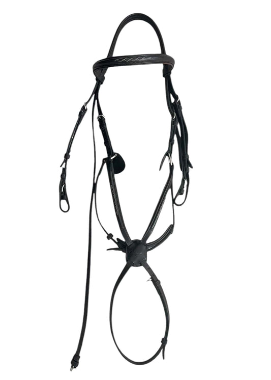 Vespucci Single Crown Fancy Raised Figure 8 Bridle - Dark Brown - Full