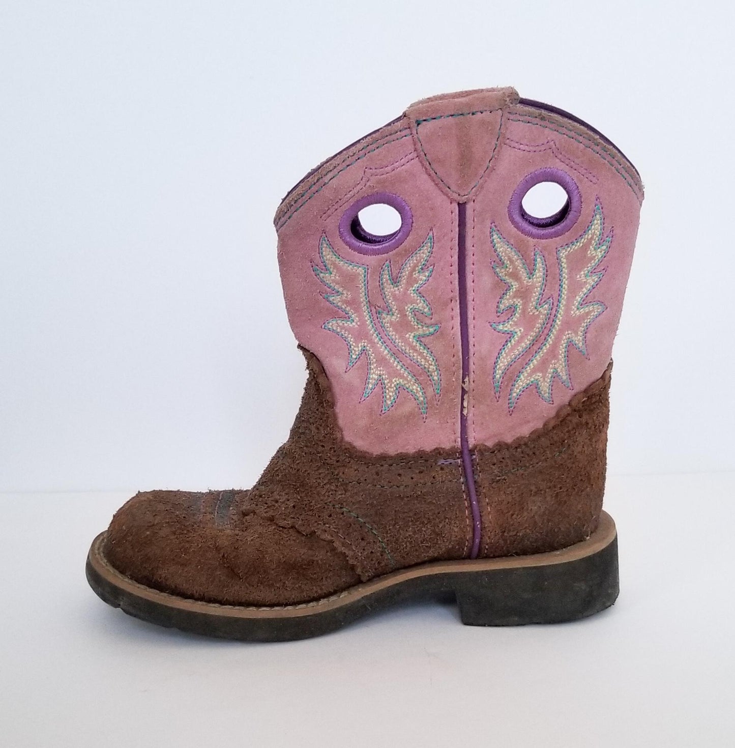 Ariat Pink Cowboy Boots - Brown - Youth 12