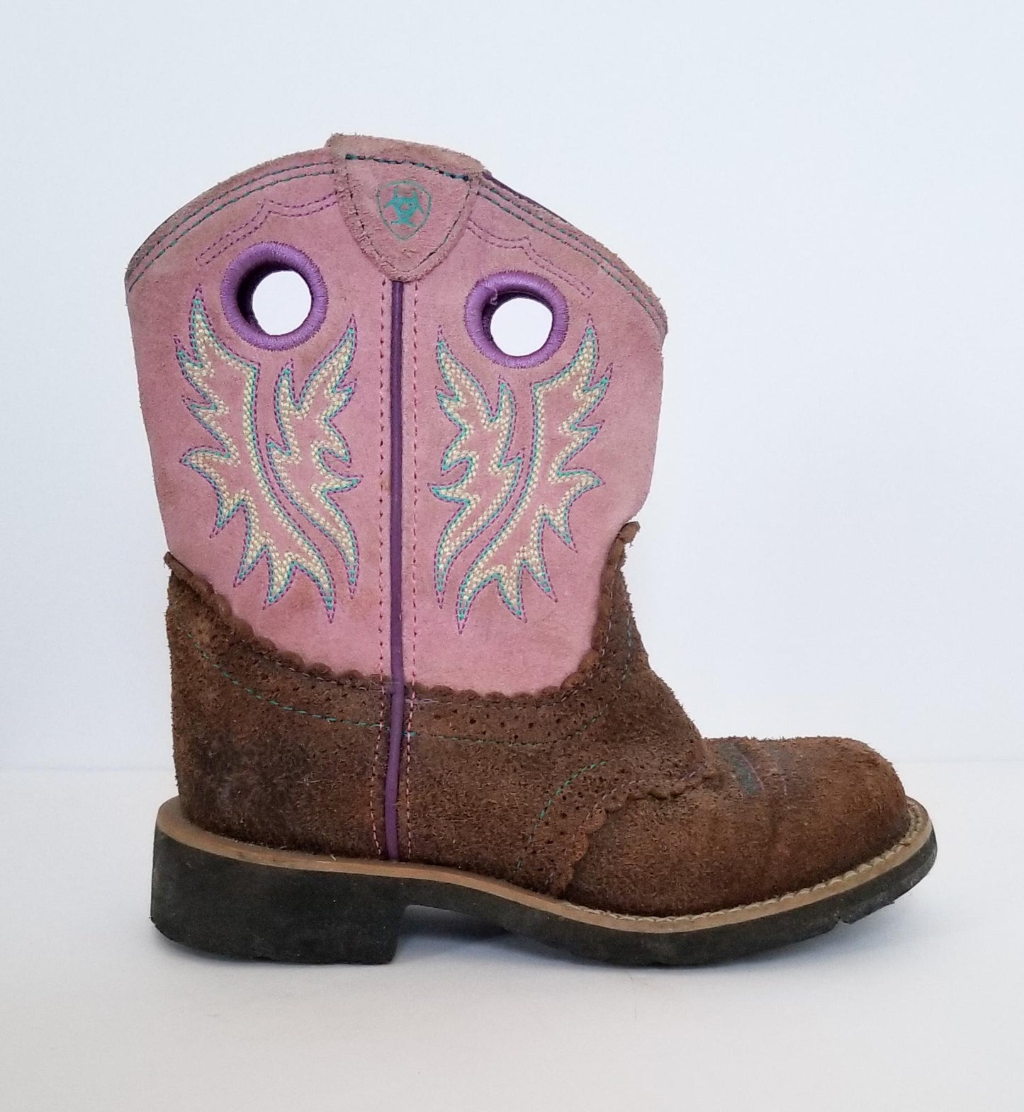 Ariat Pink Cowboy Boots - Brown - Youth 12