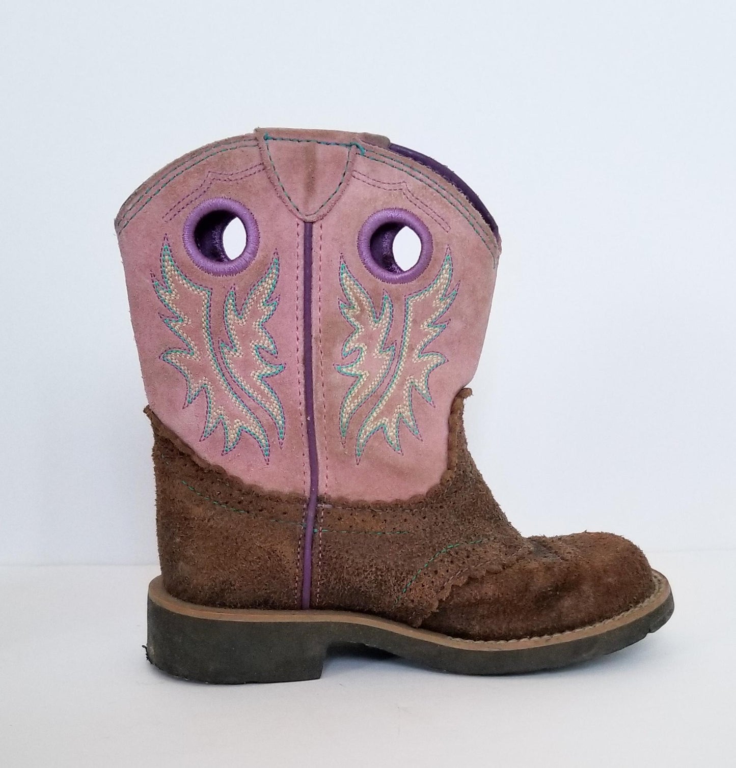 Ariat Pink Cowboy Boots - Brown - Youth 12