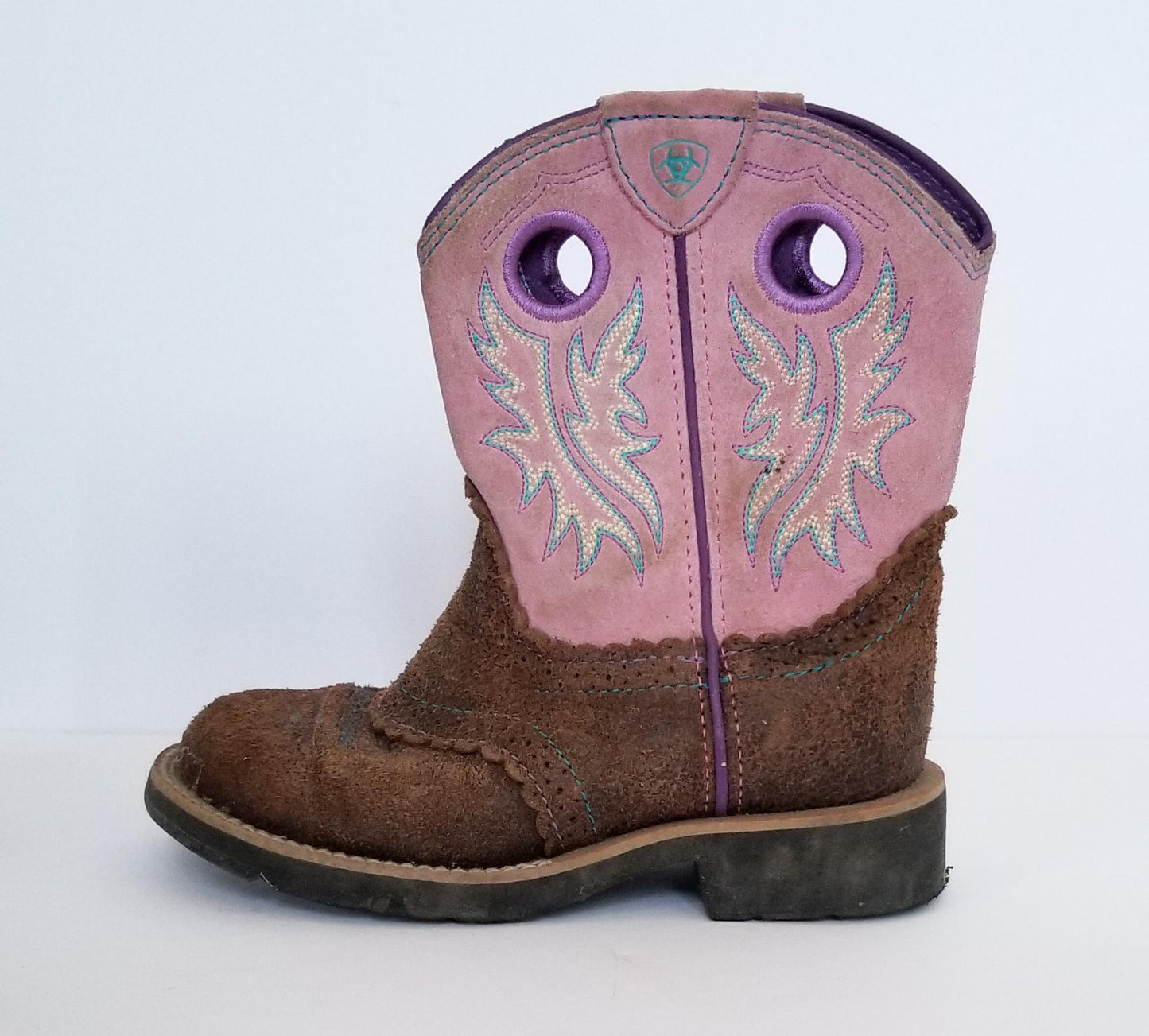 Ariat Pink Cowboy Boots - Brown - Youth 12