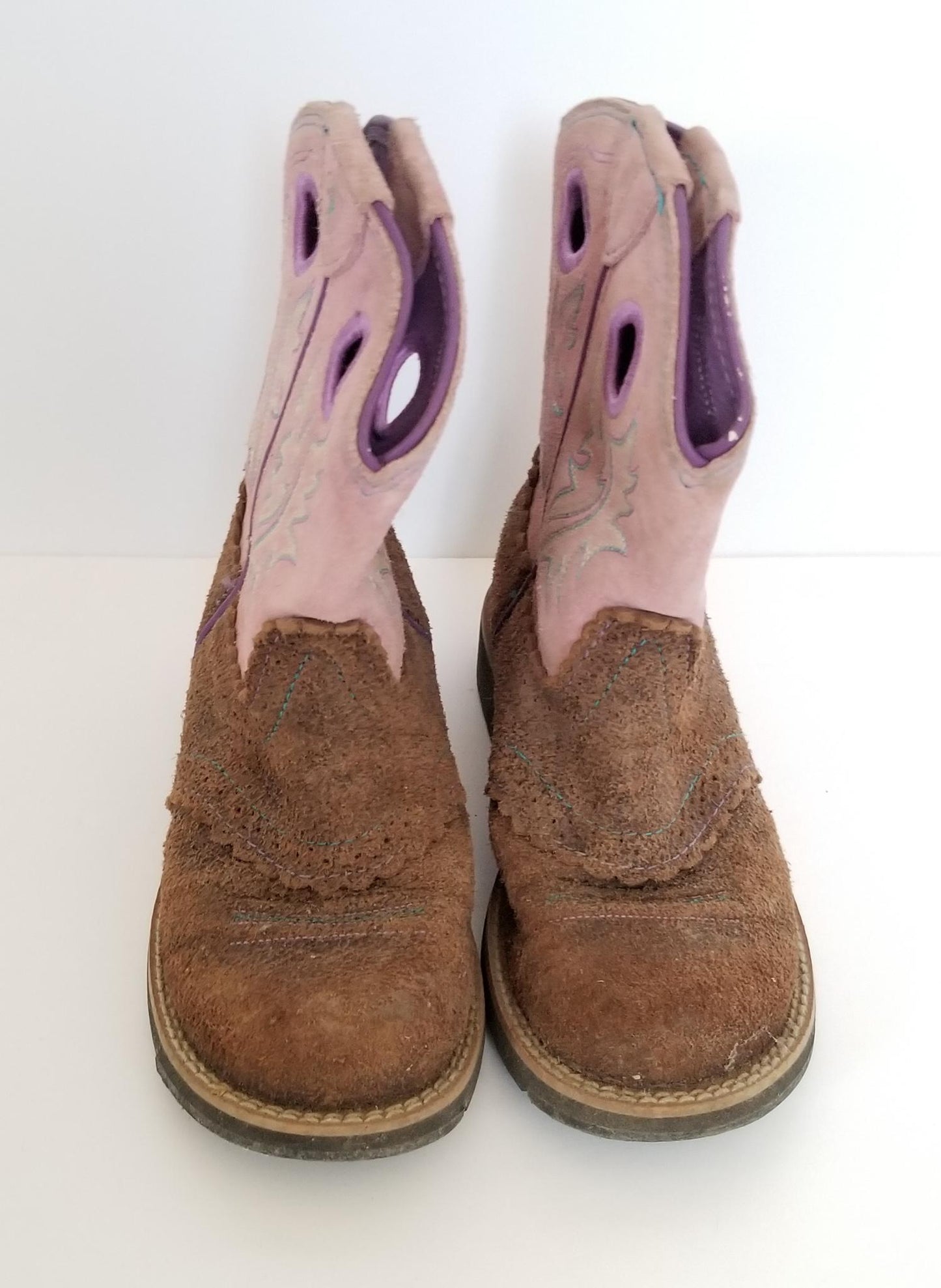 Ariat Pink Cowboy Boots - Brown - Youth 12