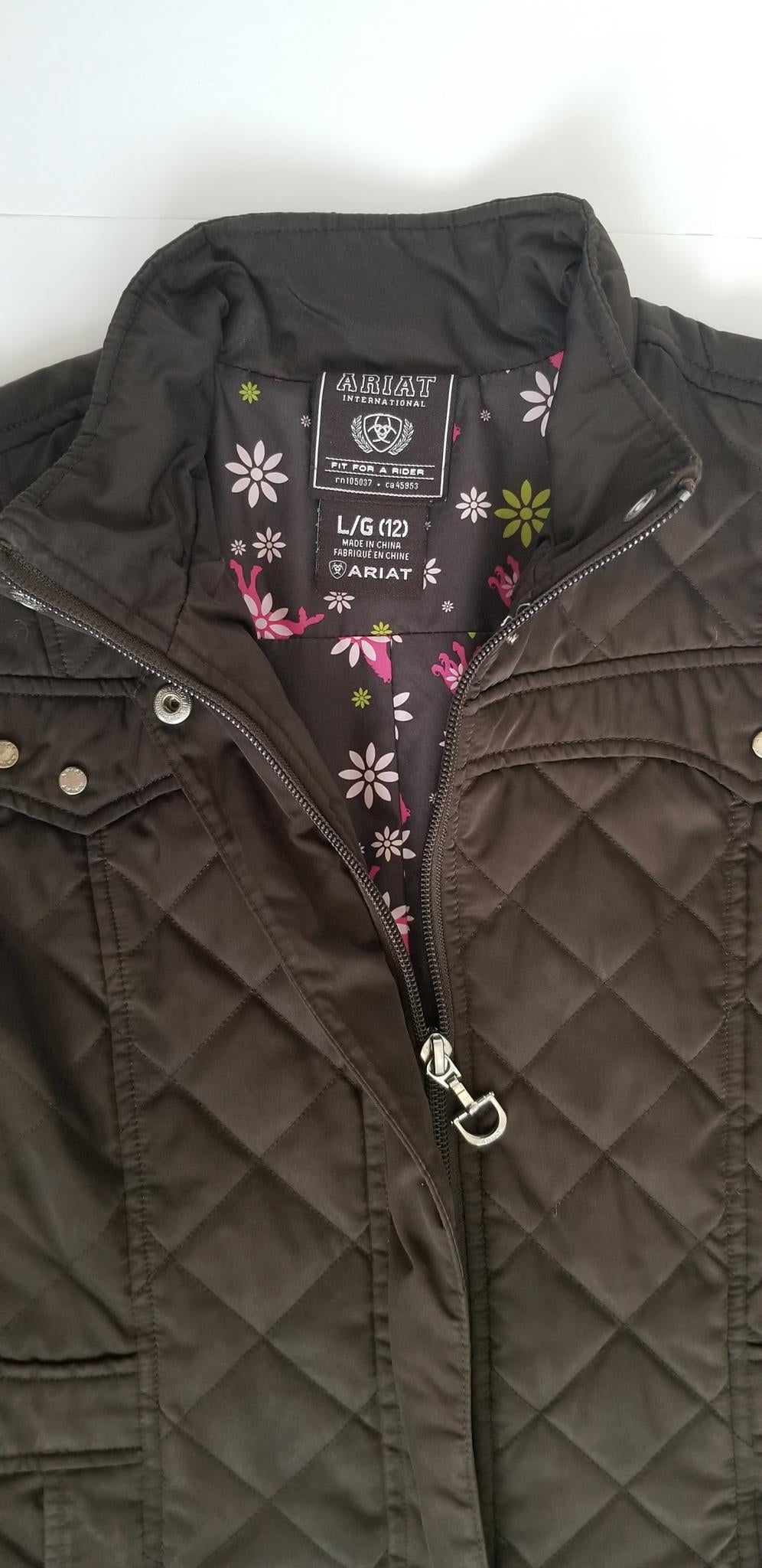 Ariat Kids Quilted Jacket - Brown - Youth Large (12)