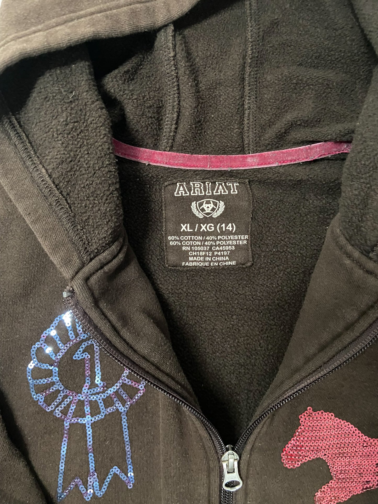 Ariat Zip Up Hoodie - Brown - Youth XL