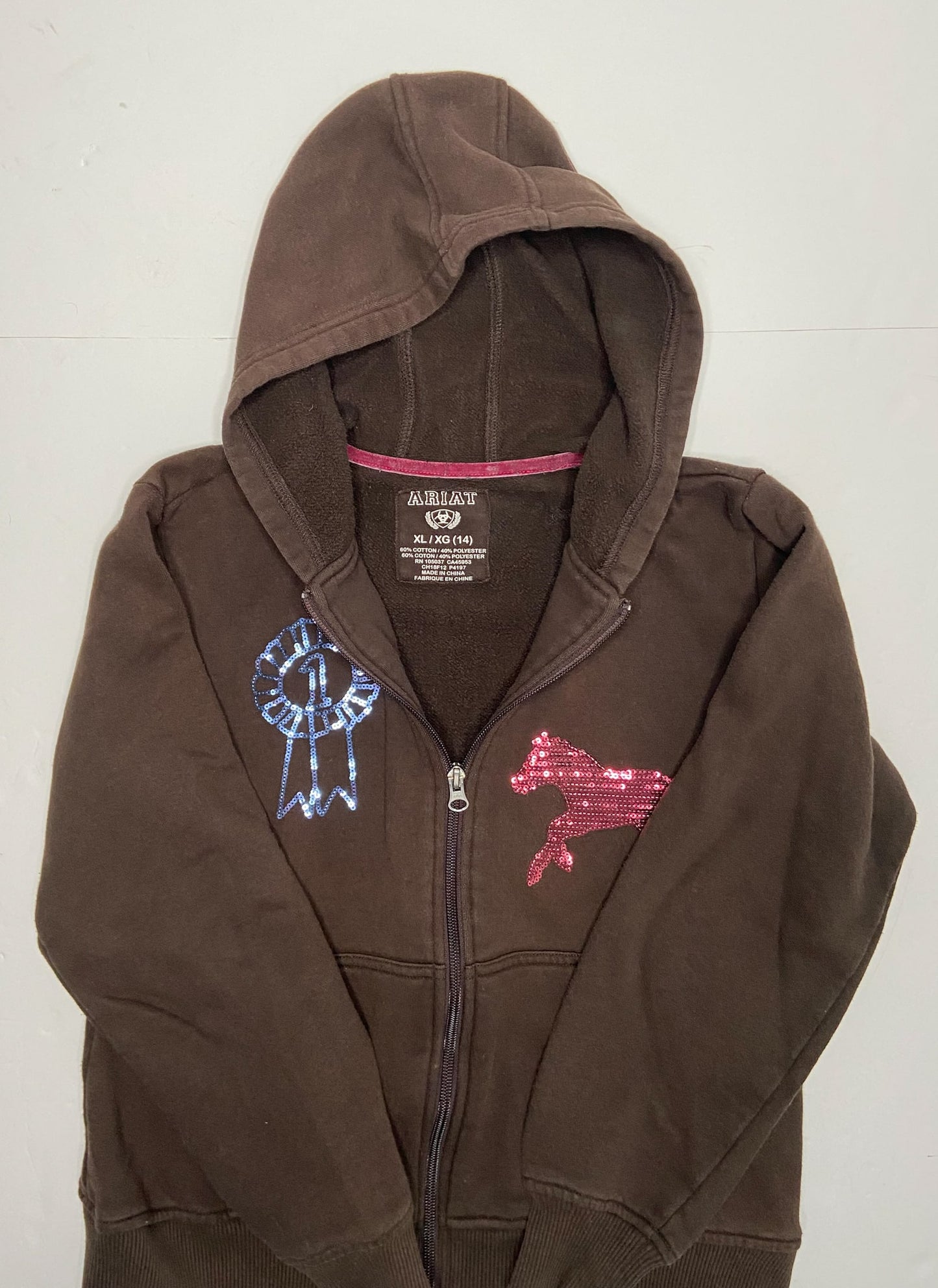 Ariat Zip Up Hoodie - Brown - Youth XL