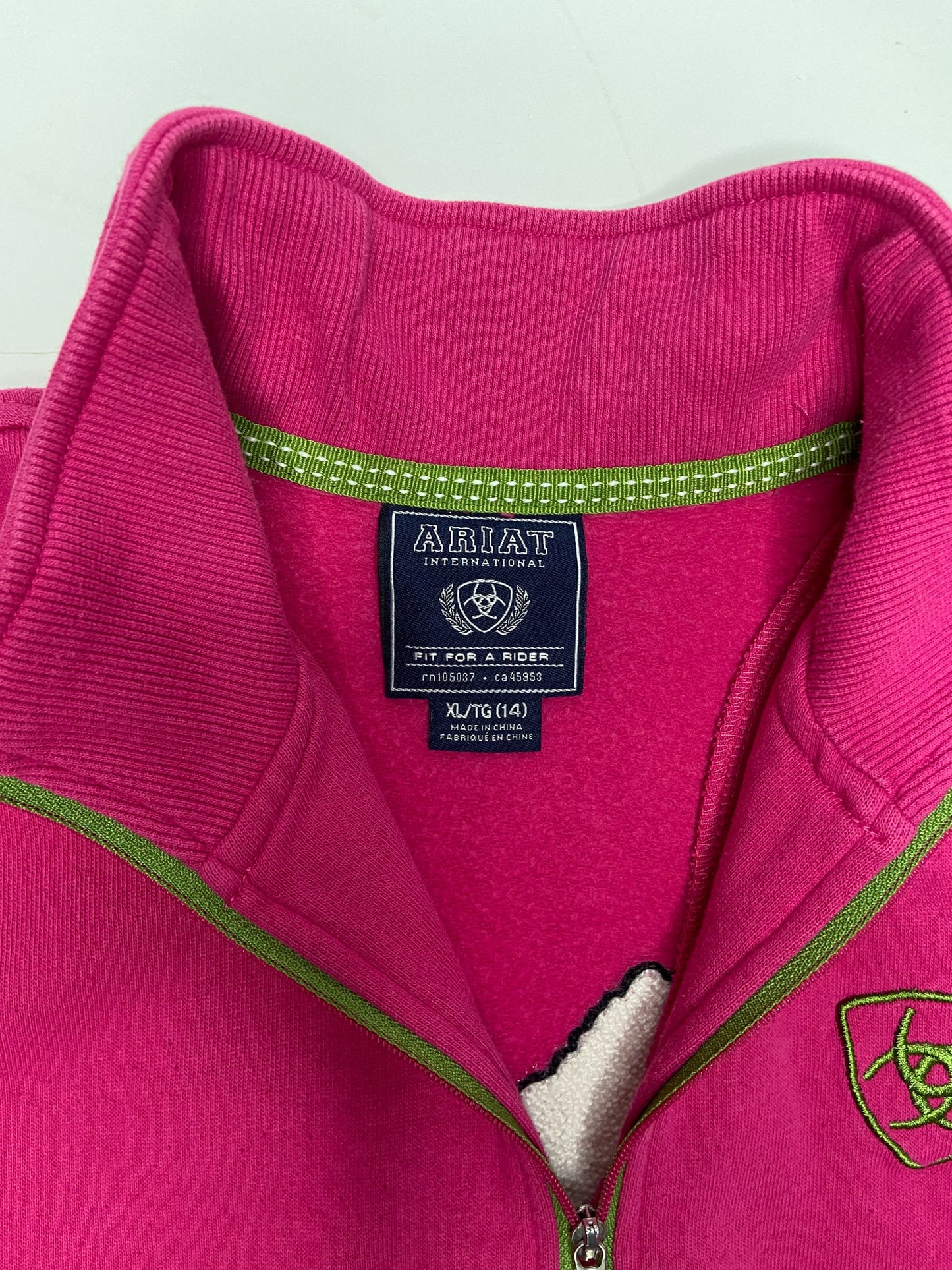Ariat Quarter Zip Sweater - Pink - Youth XL