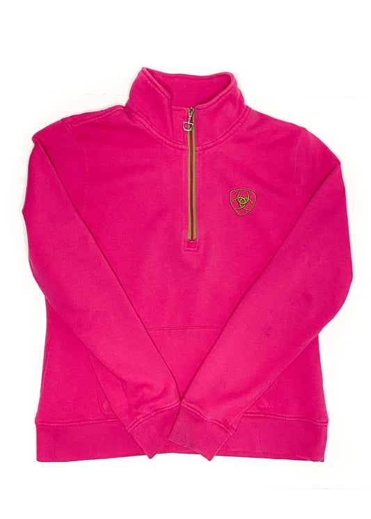 Ariat Quarter Zip Sweater - Pink - Youth XL