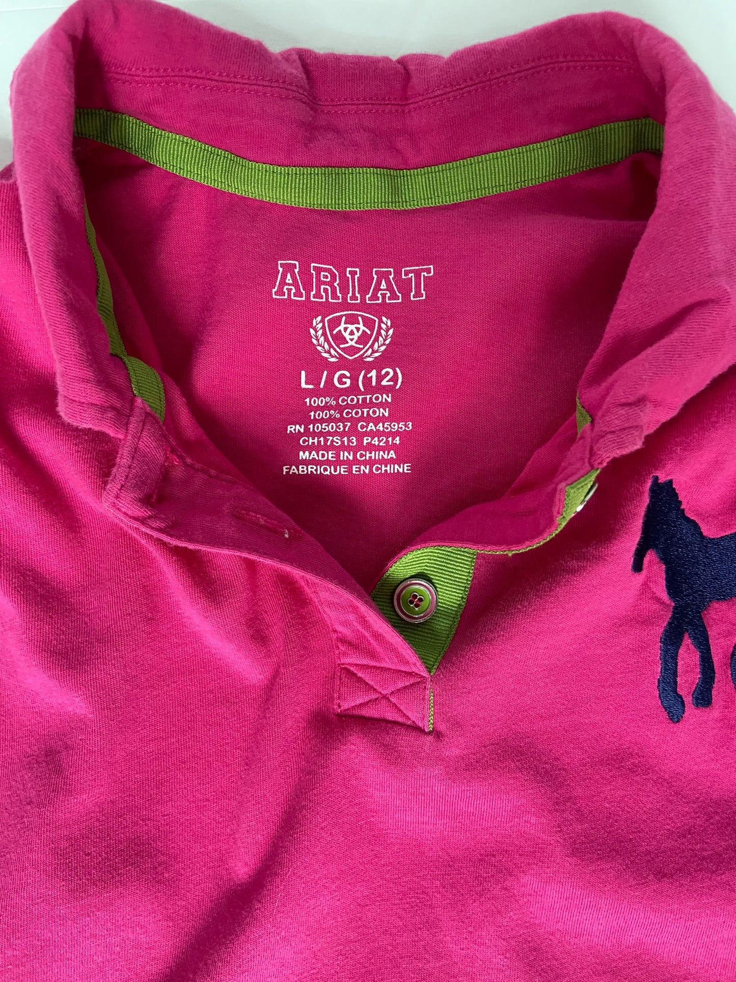 Ariat Short Sleeve Polo - Pink - Youth Large