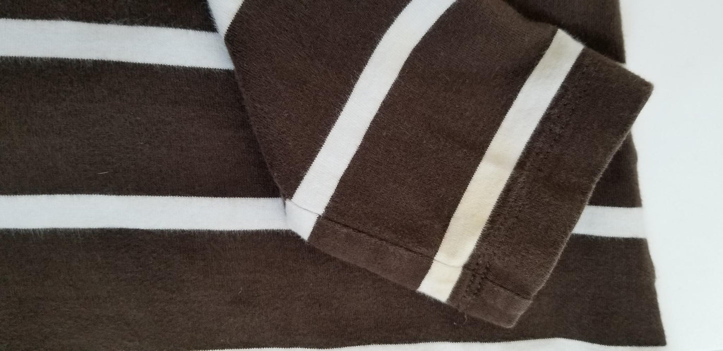 Ariat Long Sleeve Polo Shirt - Brown and White - Women's Medium