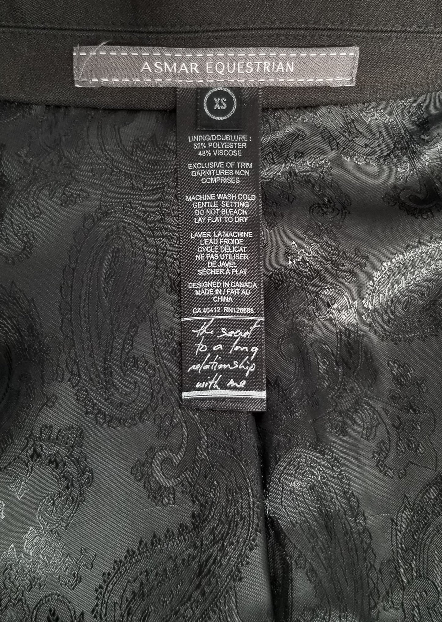 Asmar Equestrian Chantilly Show Jacket - Black - Women's XS