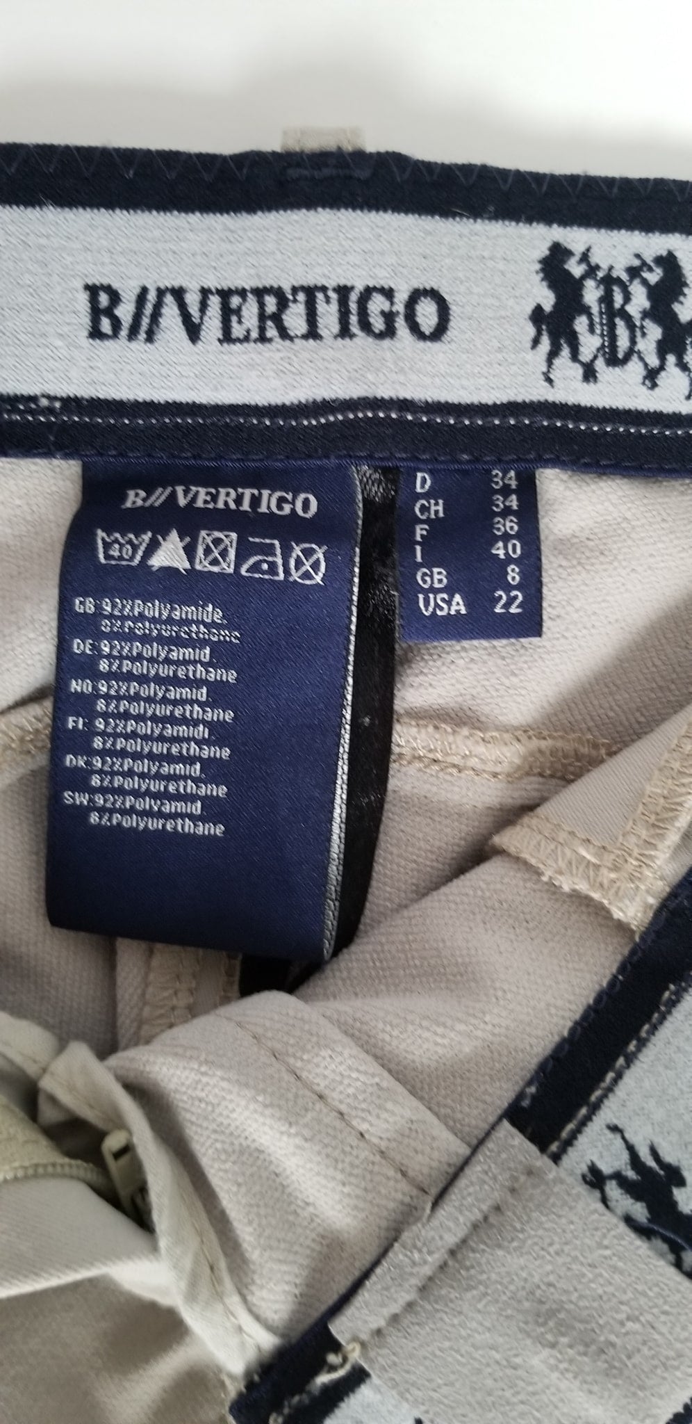 B Vertigo Ladies’ Lauren Silicone Knee-Patch Breech - Grey Tan - Women's 22