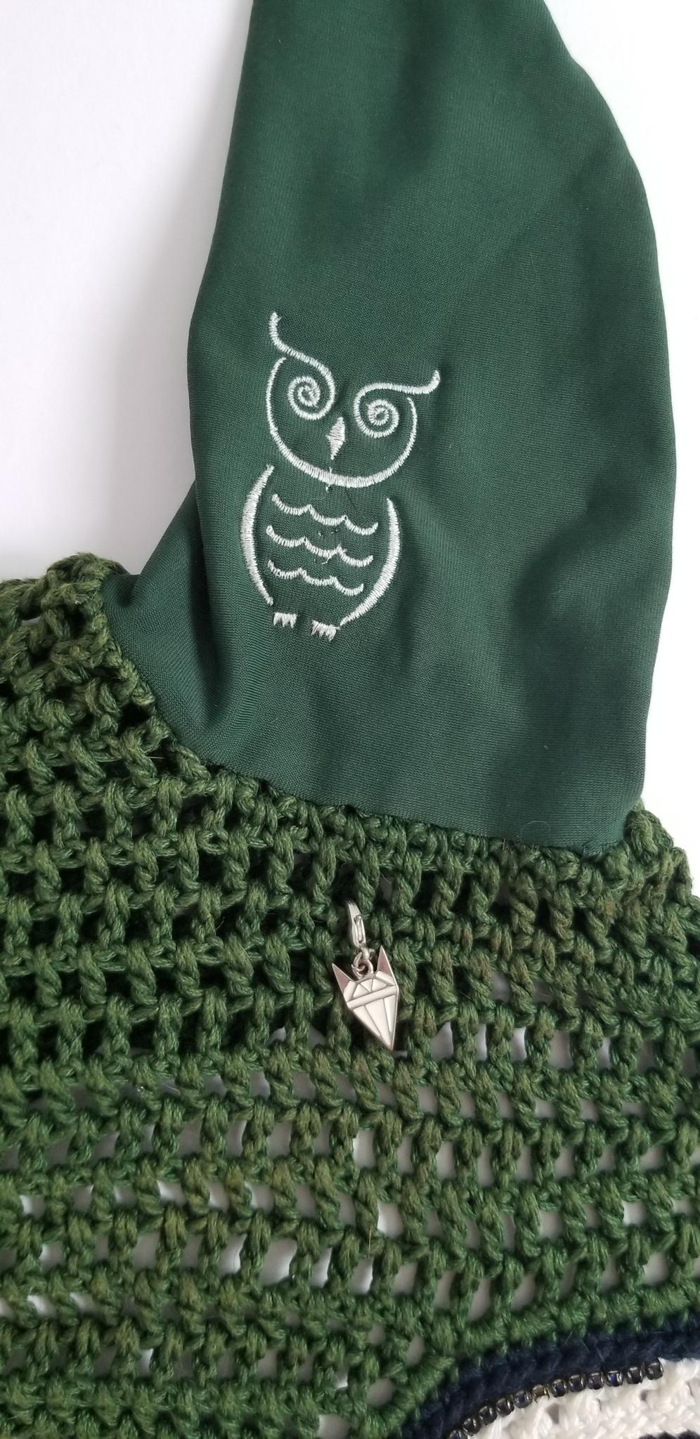 De La Coeur Square Bonnet - Green with Rhinestones - Oversized