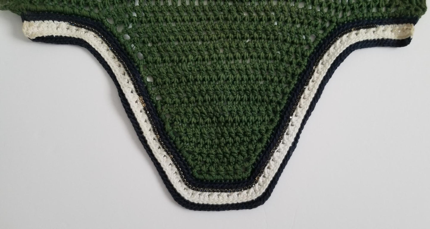 De La Coeur Square Bonnet - Green with Rhinestones - Oversized