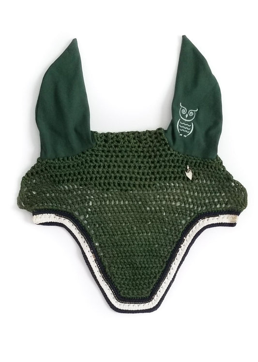 De La Coeur Square Bonnet - Green with Rhinestones - Oversized