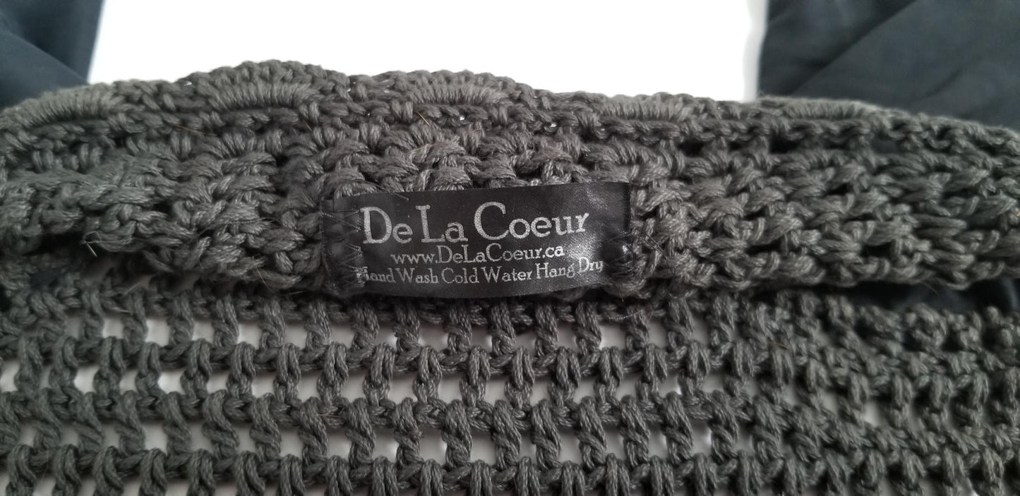 De La Coeur V Shaped Bonnet - Grey with White Crystals - Oversize