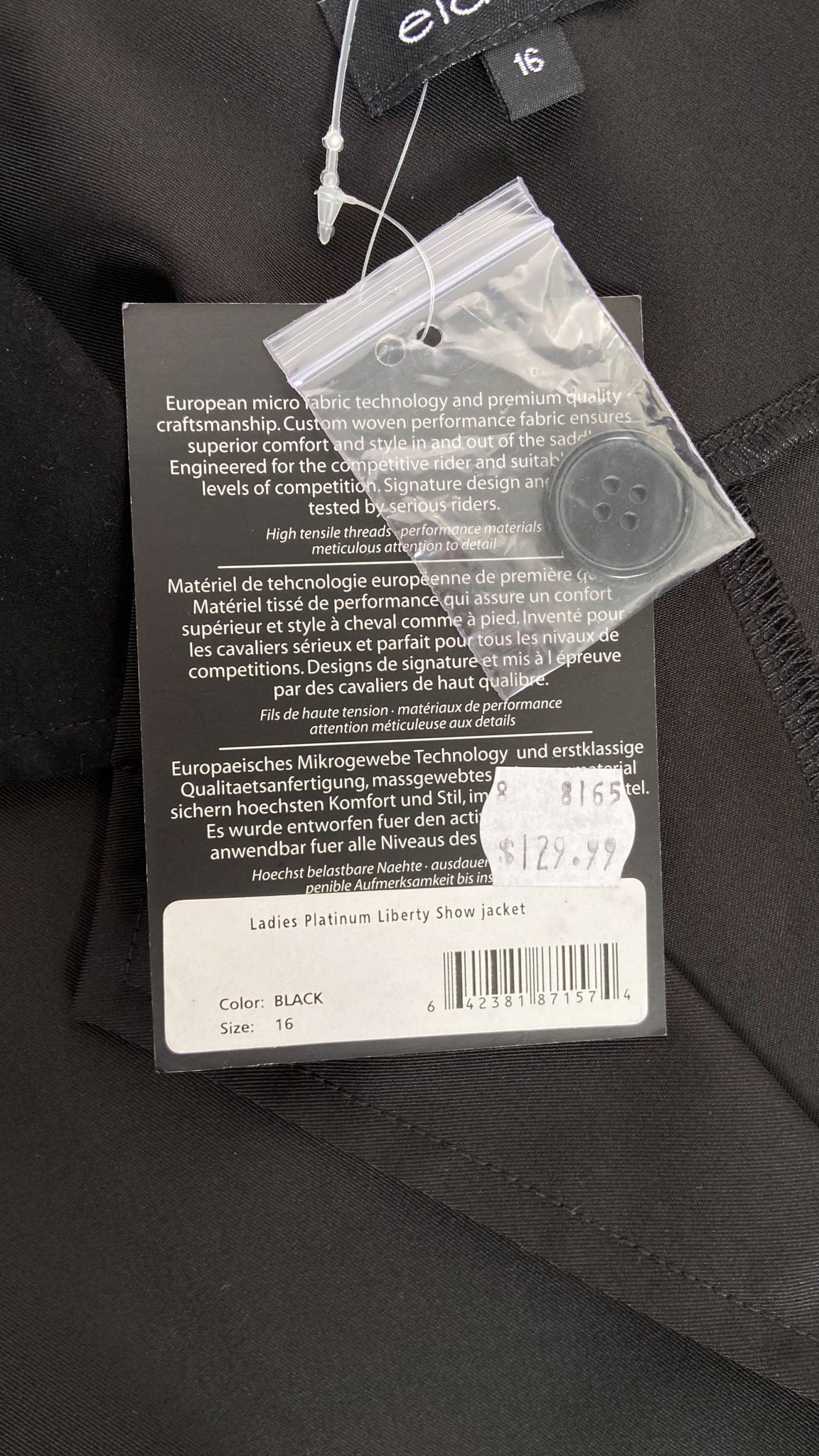 Elation Platinum Liberty Show Jacket - Black - Women's 16