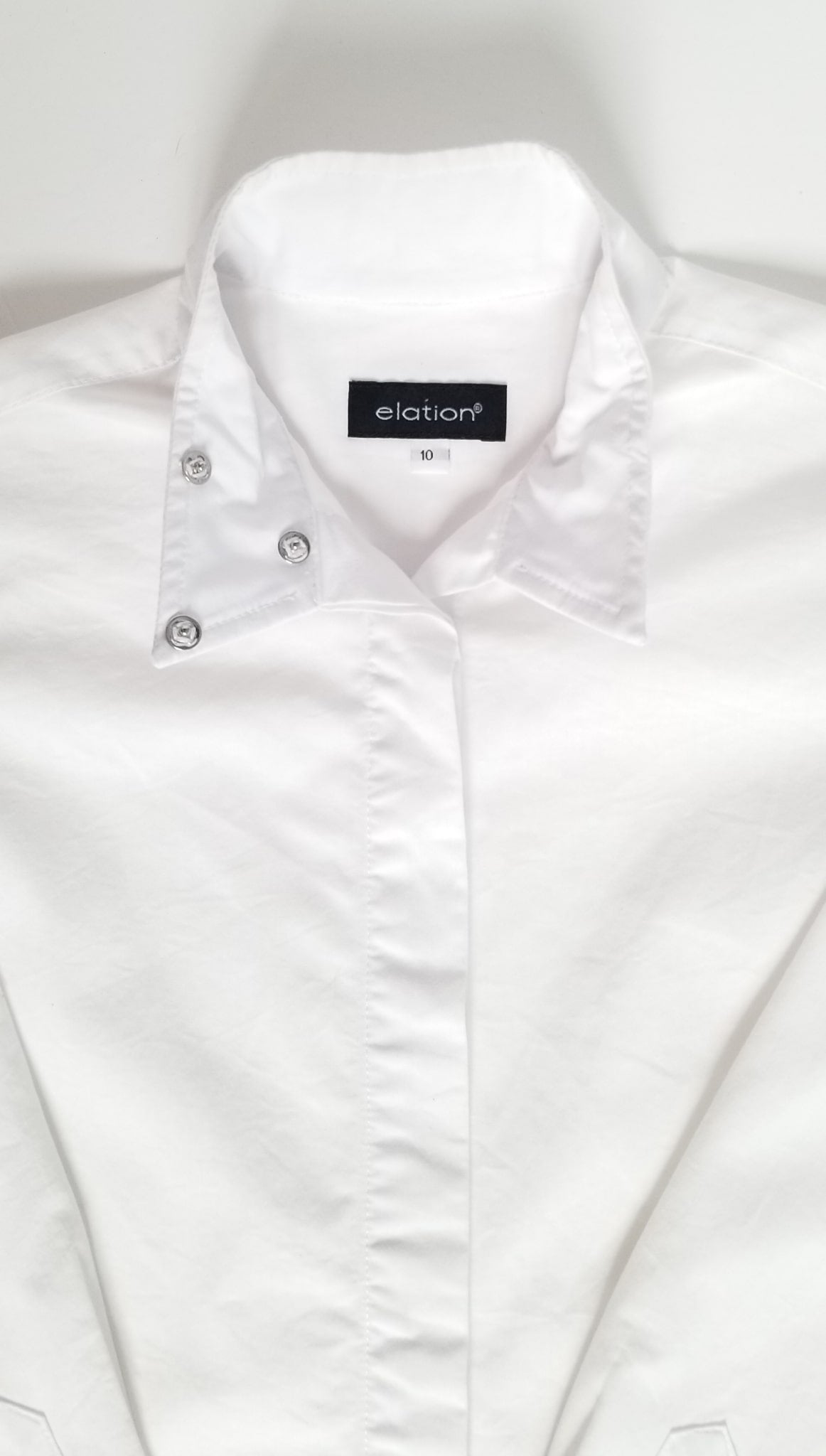 Elation Platinum Madison Wrap Collar Show Shirt - White - Youth 10