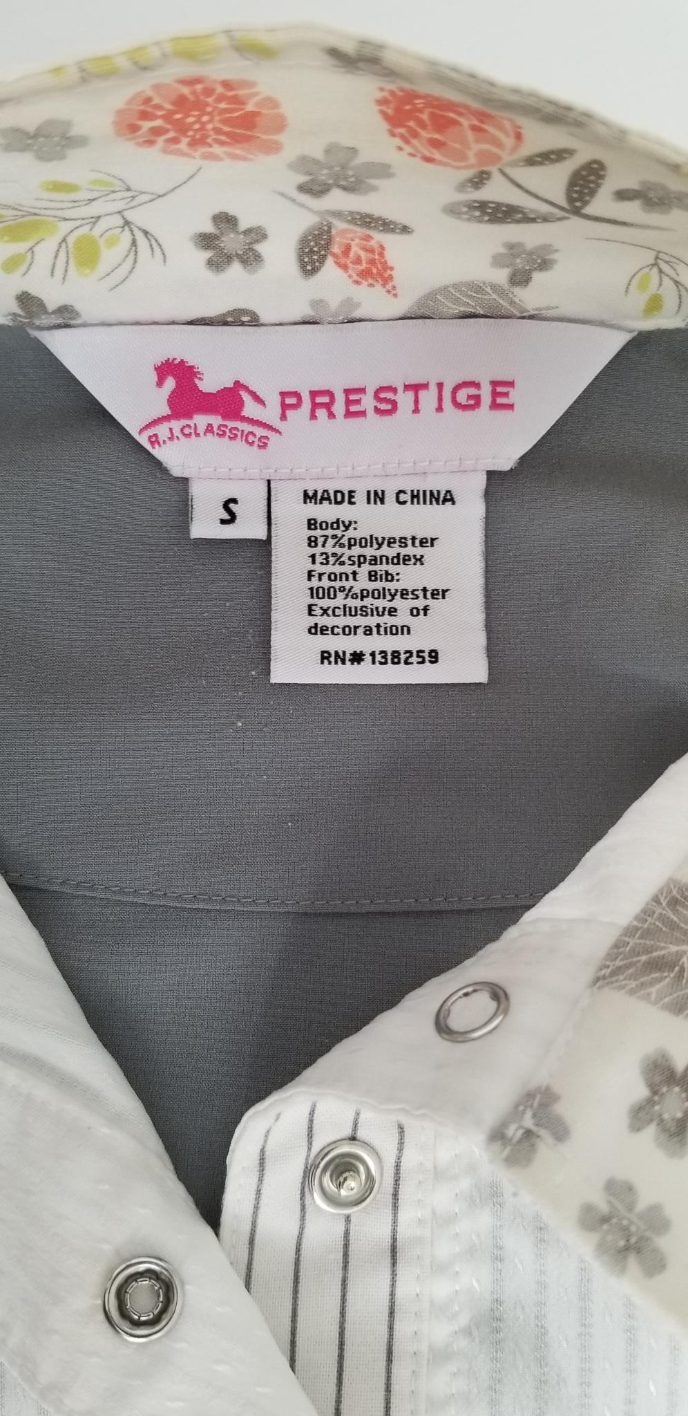 RJ Classics Prestige Collection Show Shirt - Grey & White - Women's Small