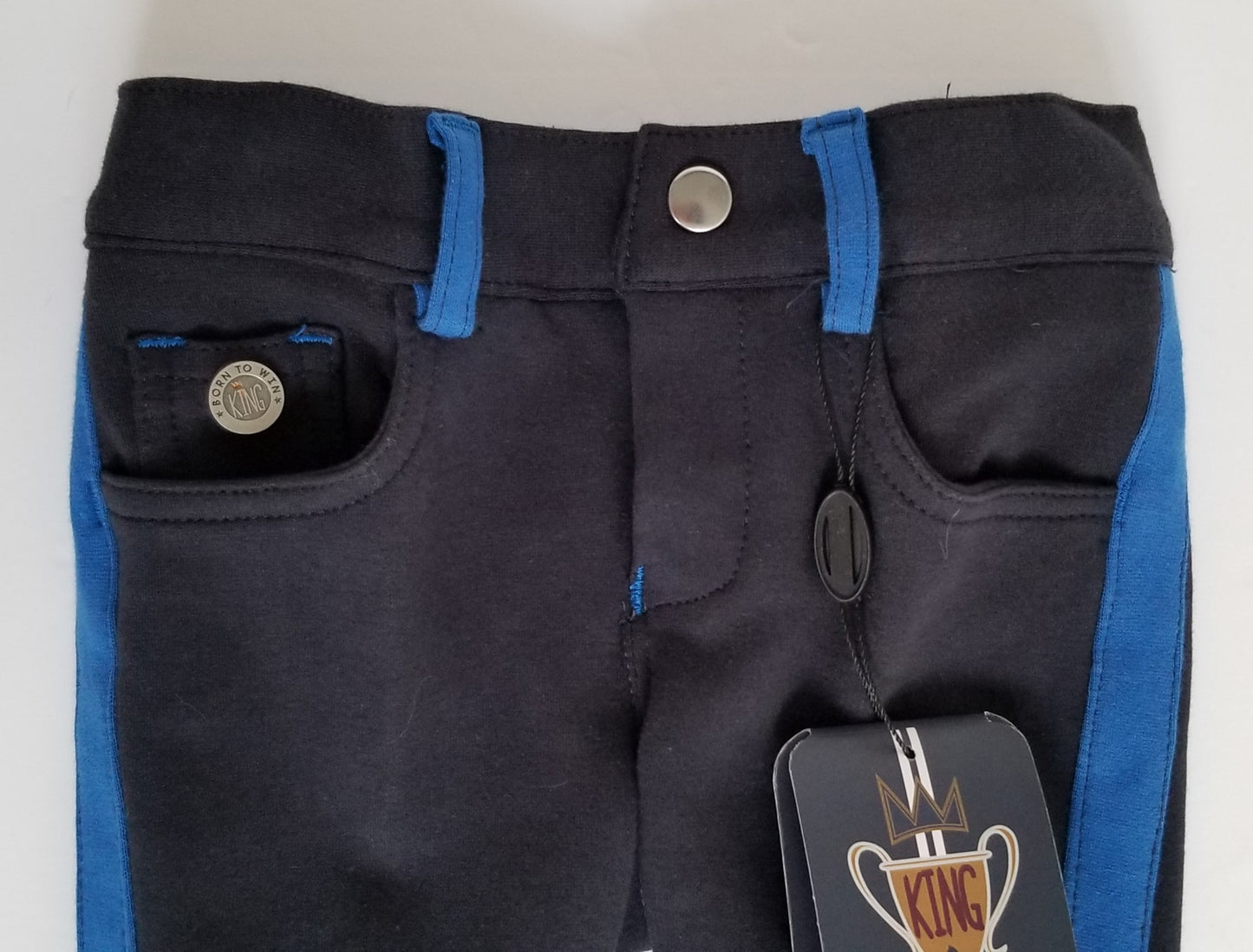 HKM Sports Equipment Knee Patch Breeches - Dark Blue - Youth 3-4 Years