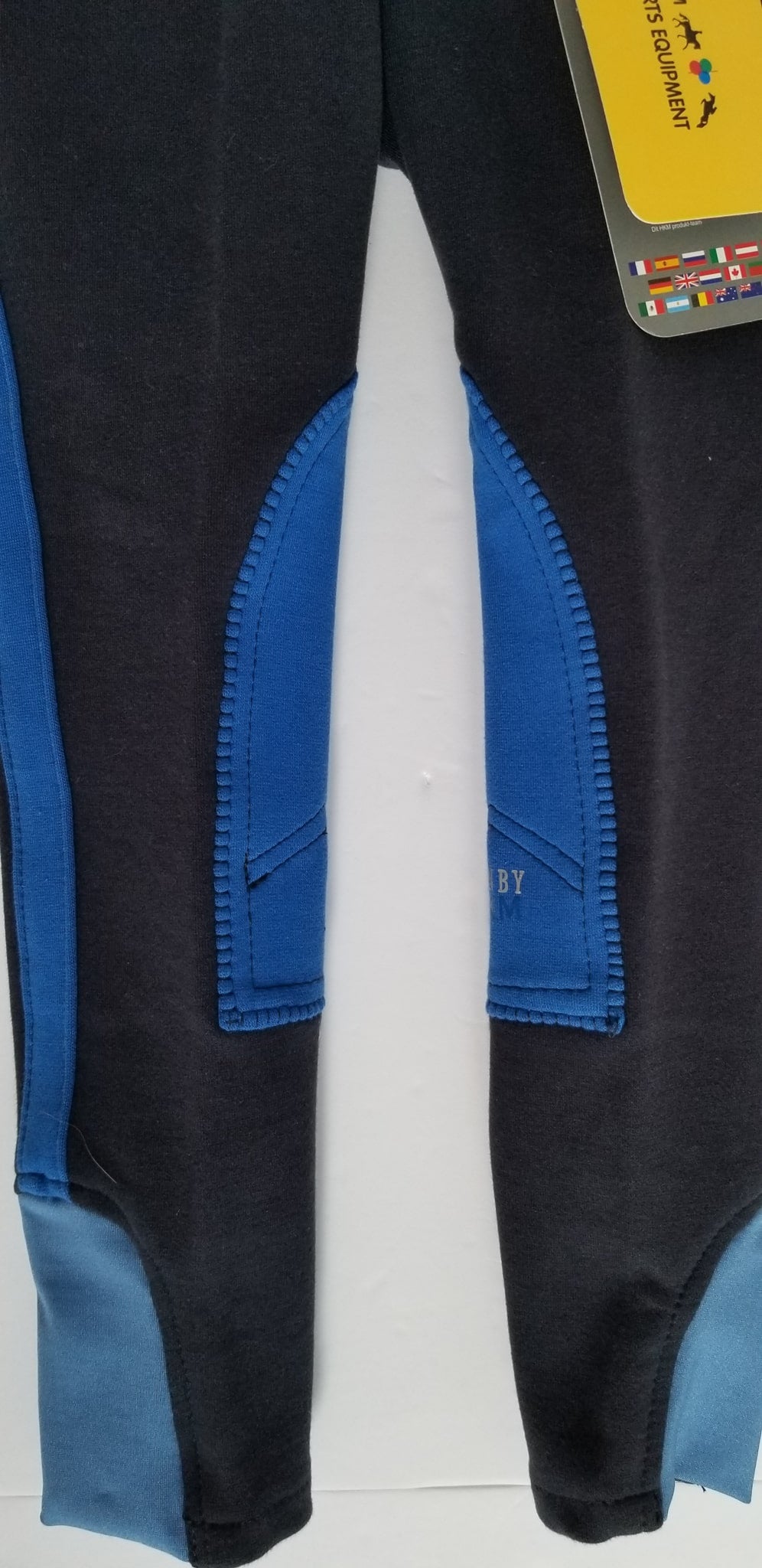 HKM Sports Equipment Knee Patch Breeches - Dark Blue - Youth 5-6 Years
