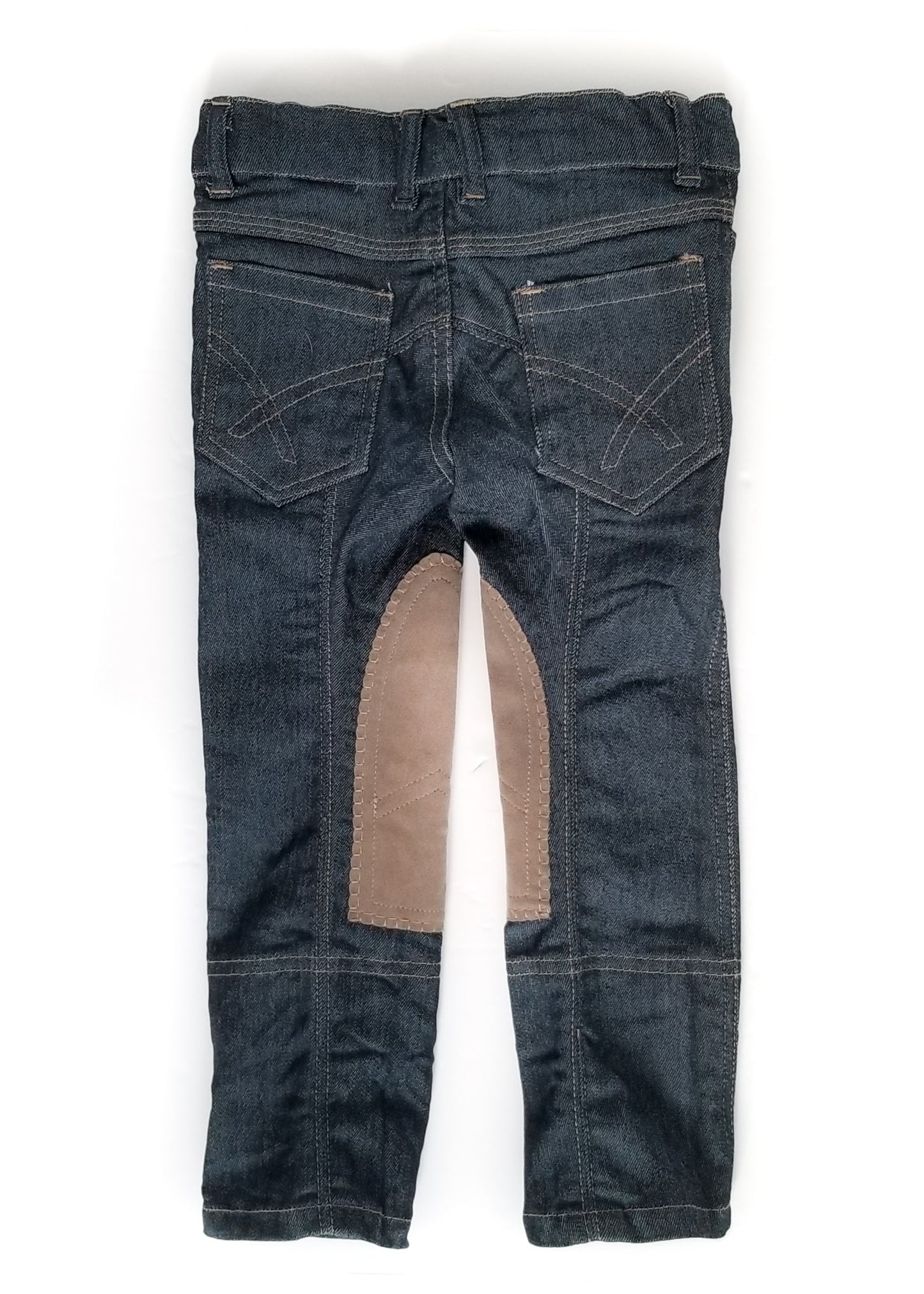 HKM Sports Equipment Knee Patch Breeches - Denim - Youth 3-4 Years