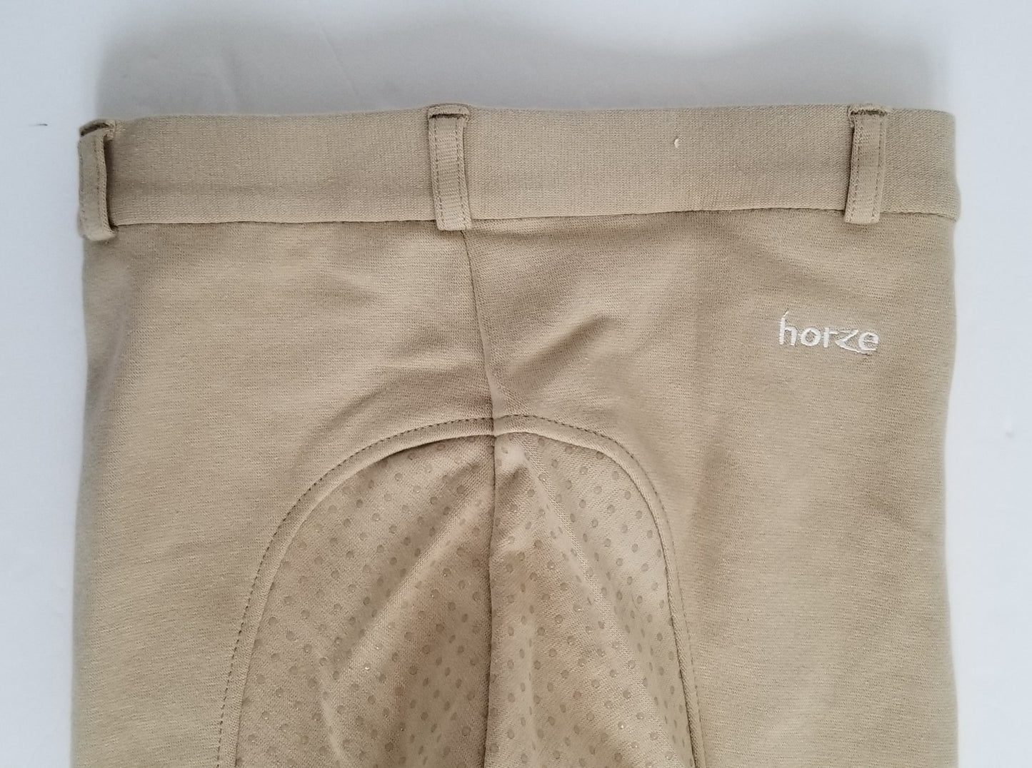 Horze Junior Active Silicone Grip Full Seat Breeches - Tan - Youth Small