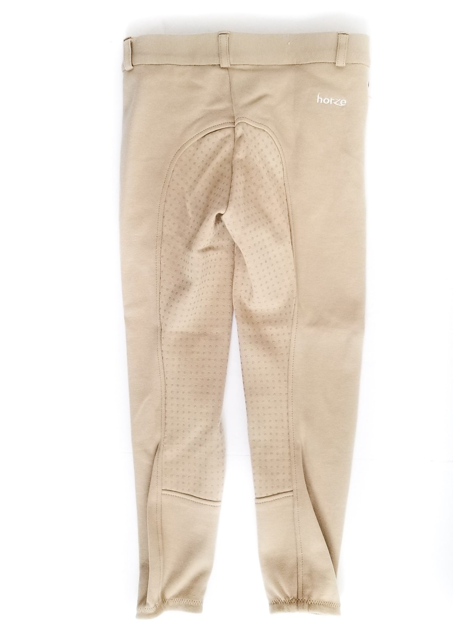 Horze Junior Active Silicone Grip Full Seat Breeches - Tan - Youth Small