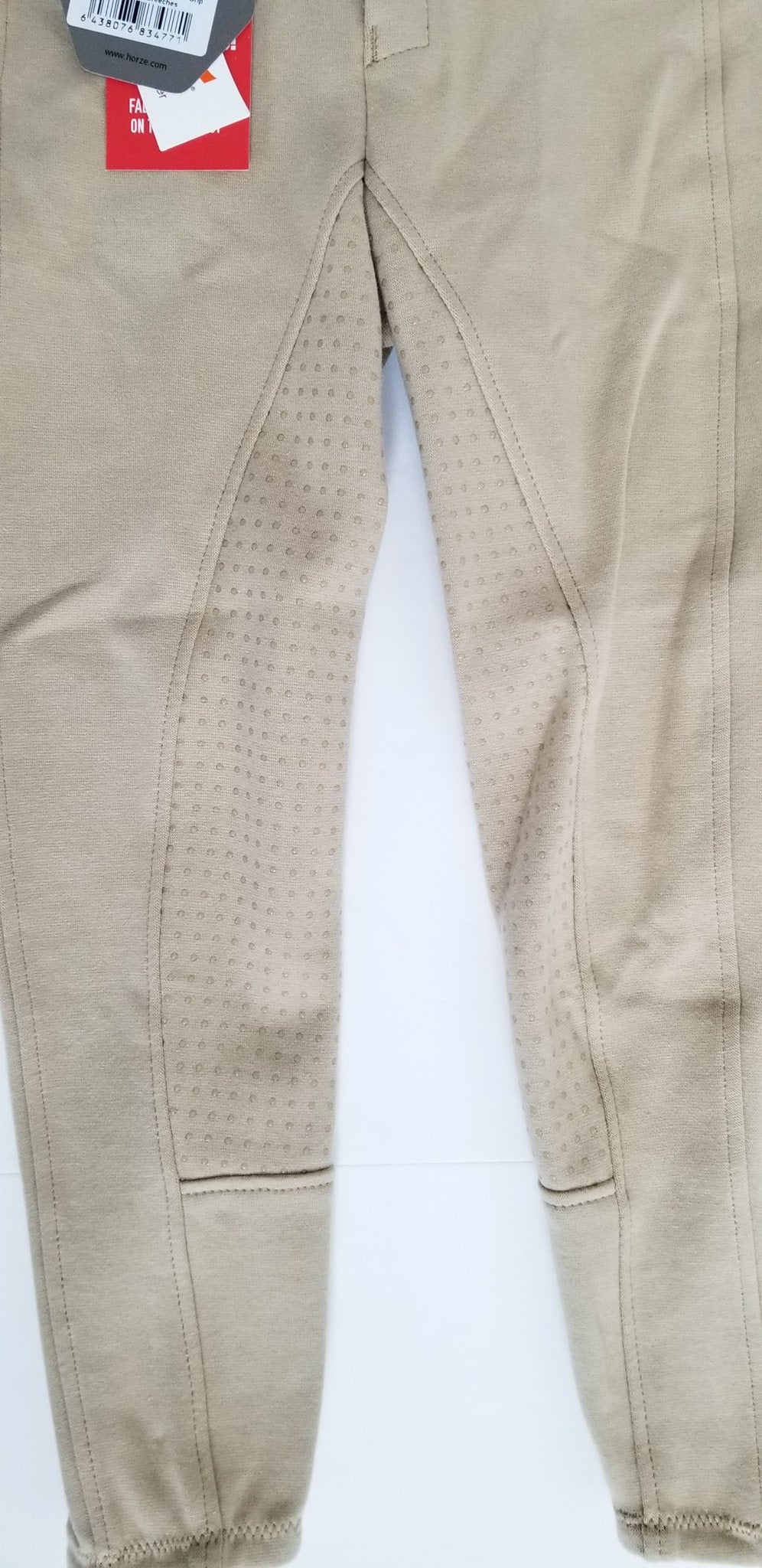 Horze Junior Active Silicone Grip Full Seat Breeches - Tan - Youth Small