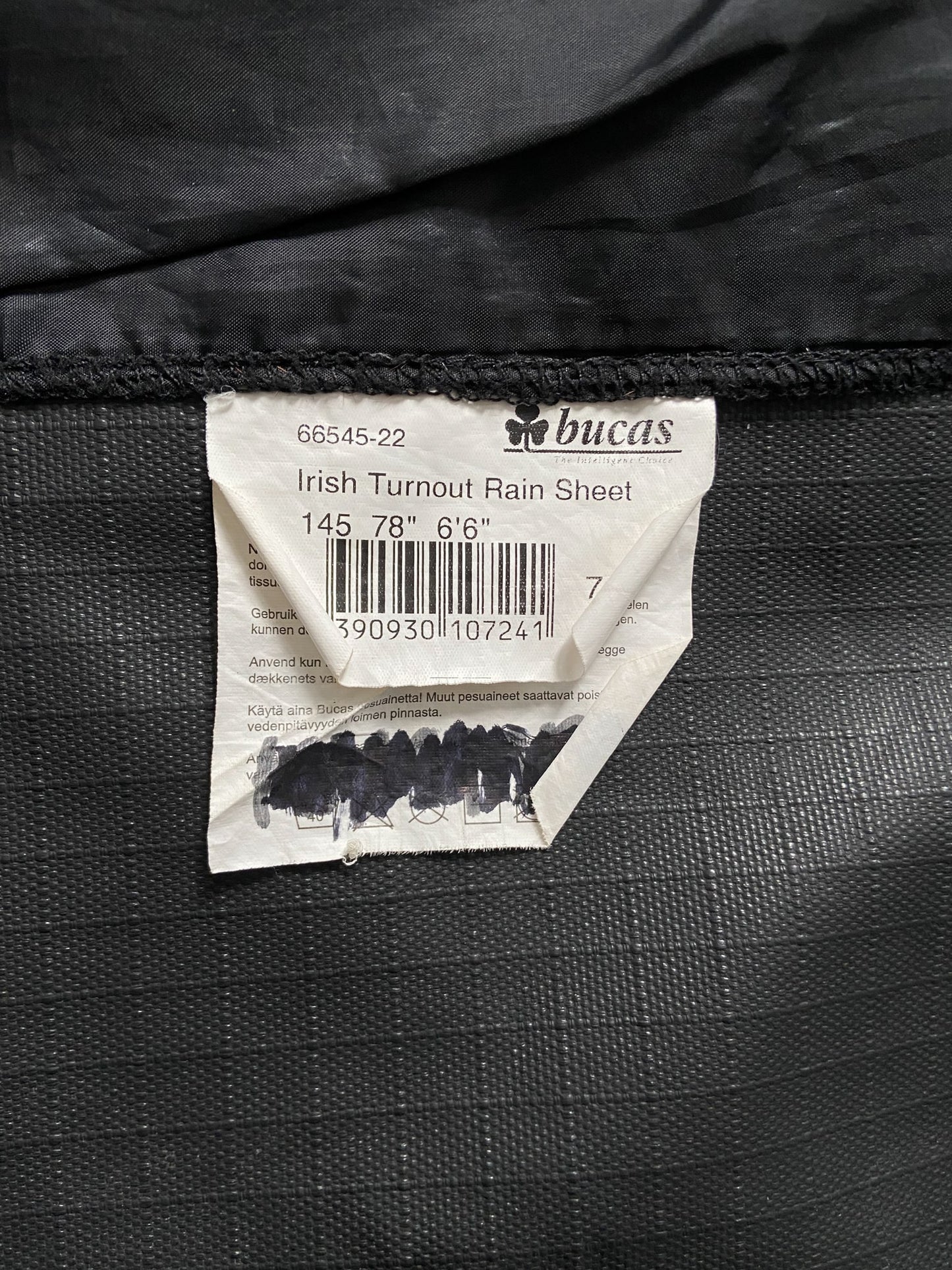 Bucas Irish Turnout Rain Sheet - Black - 78"