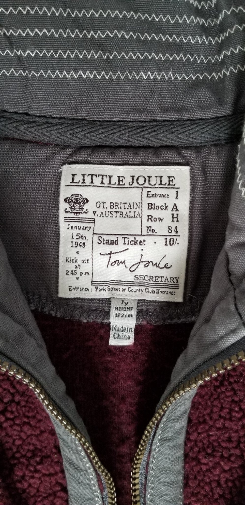 Joules Fleece Quarter Zip - Burgundy - Youth 7 Years