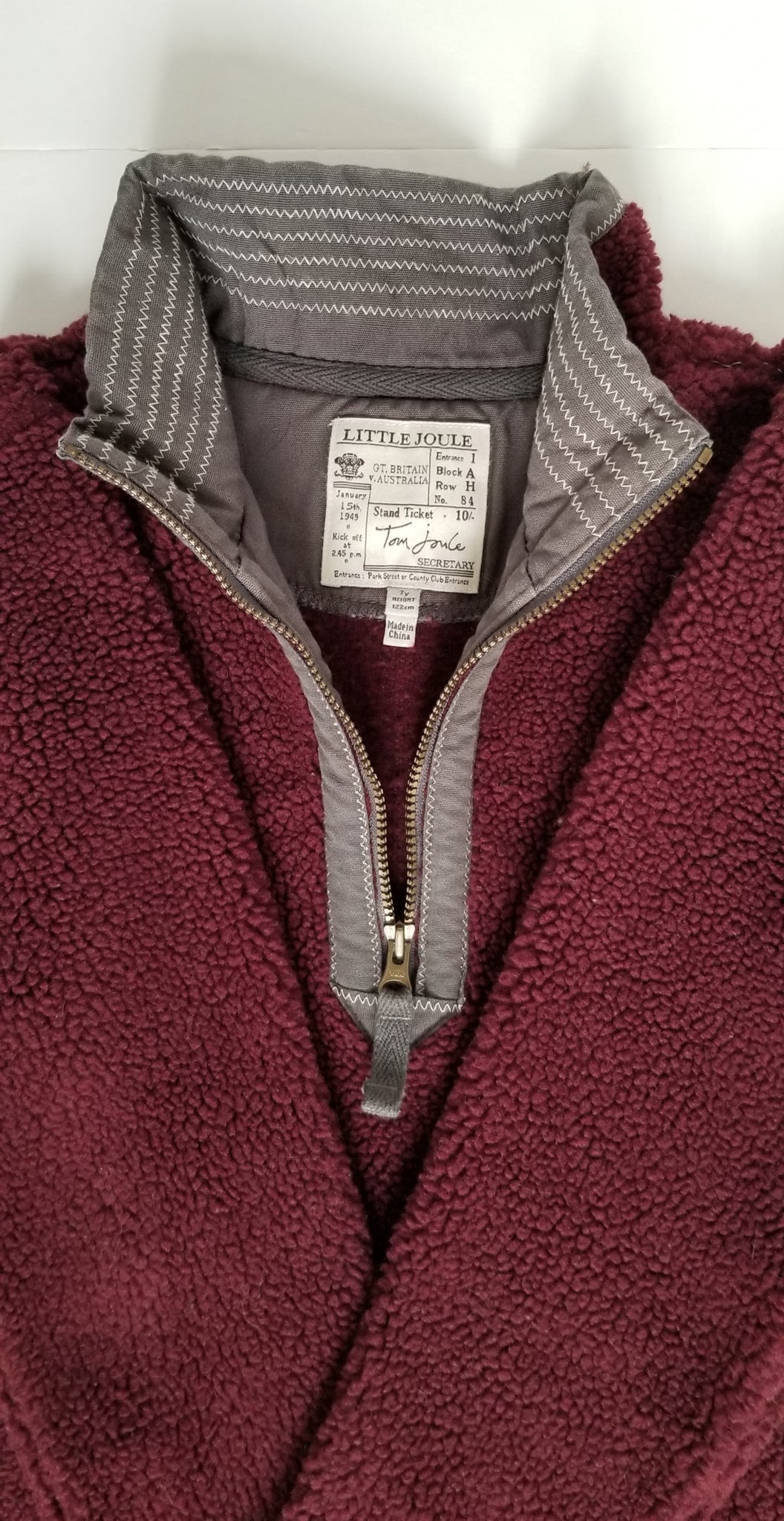 Joules Fleece Quarter Zip - Burgundy - Youth 7 Years