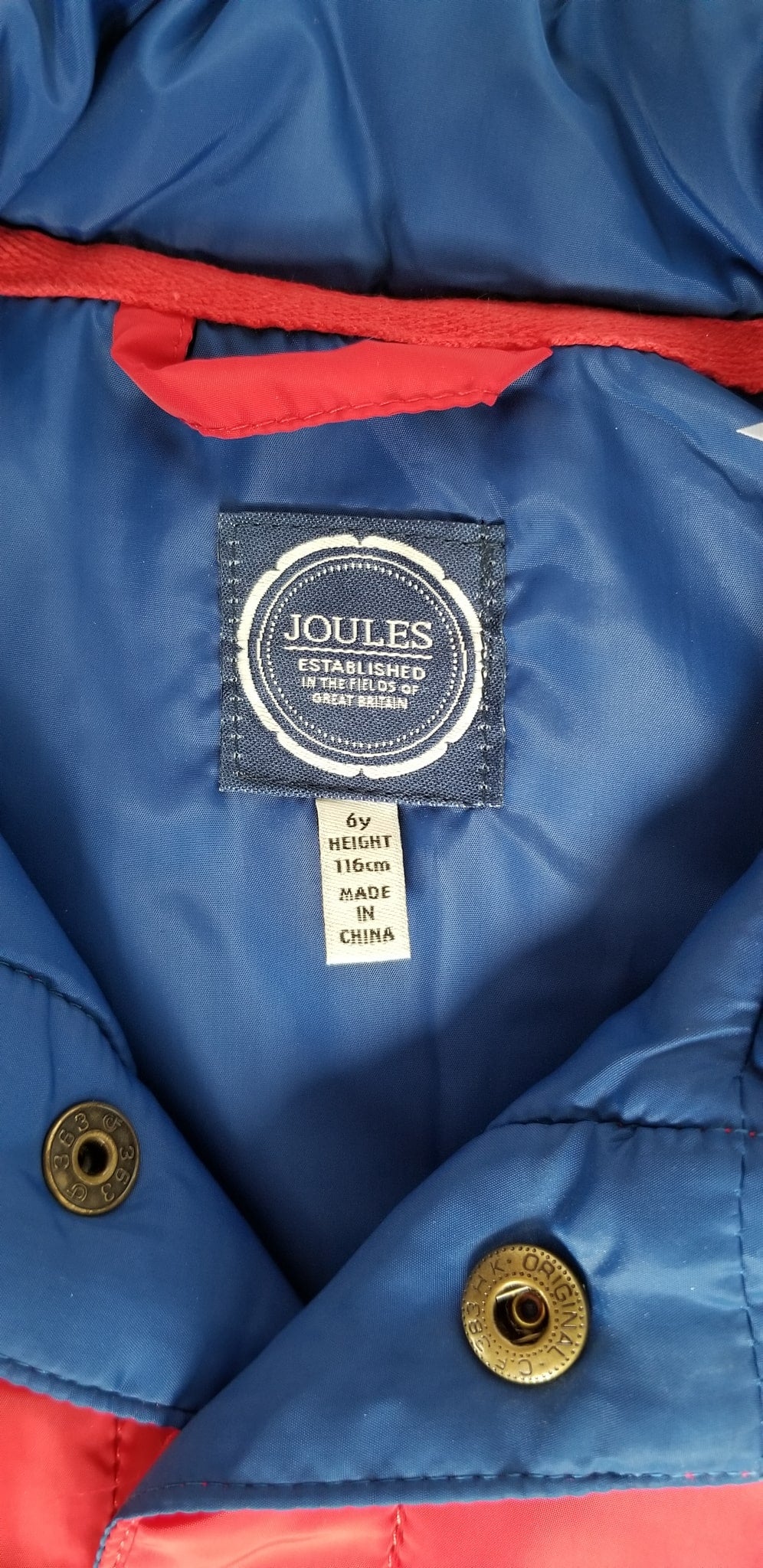 Joules Puffer Vest - Red - Youth 6 Years