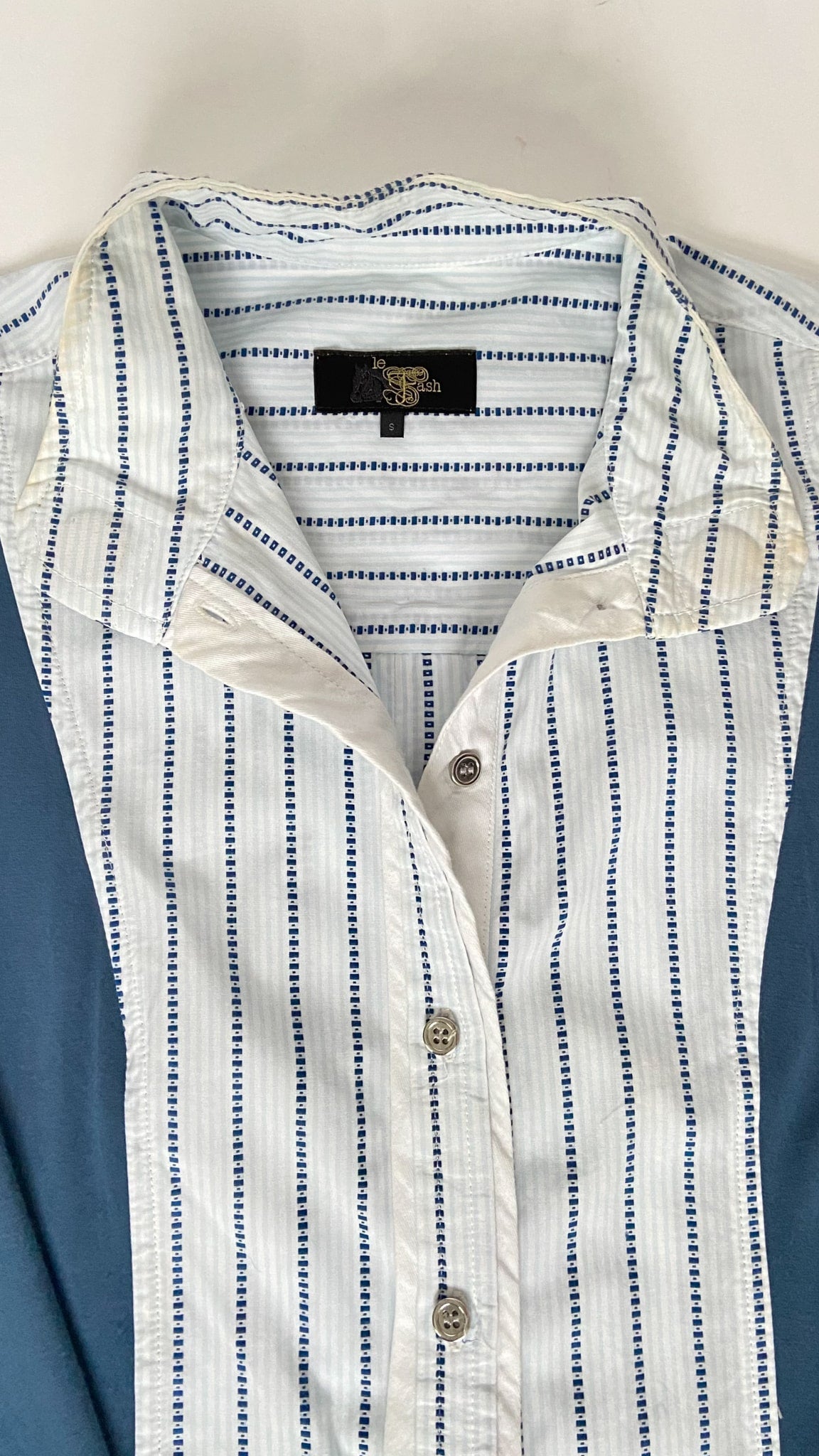 Le Fash Open Placket Classics Show Shirt - Blue - Women's Small