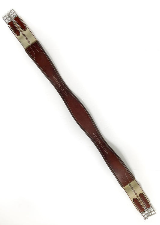 Fancy Stitched Leather Girth - Brown - 50"