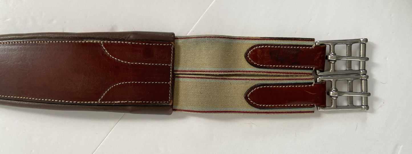 Fancy Stitched Leather Girth - Brown - 50"