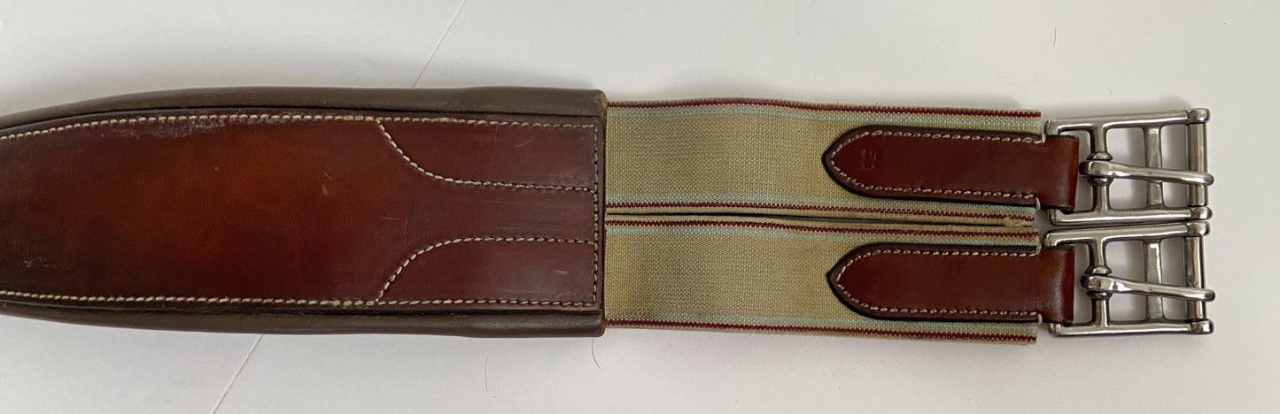 Fancy Stitched Leather Girth - Brown - 50"