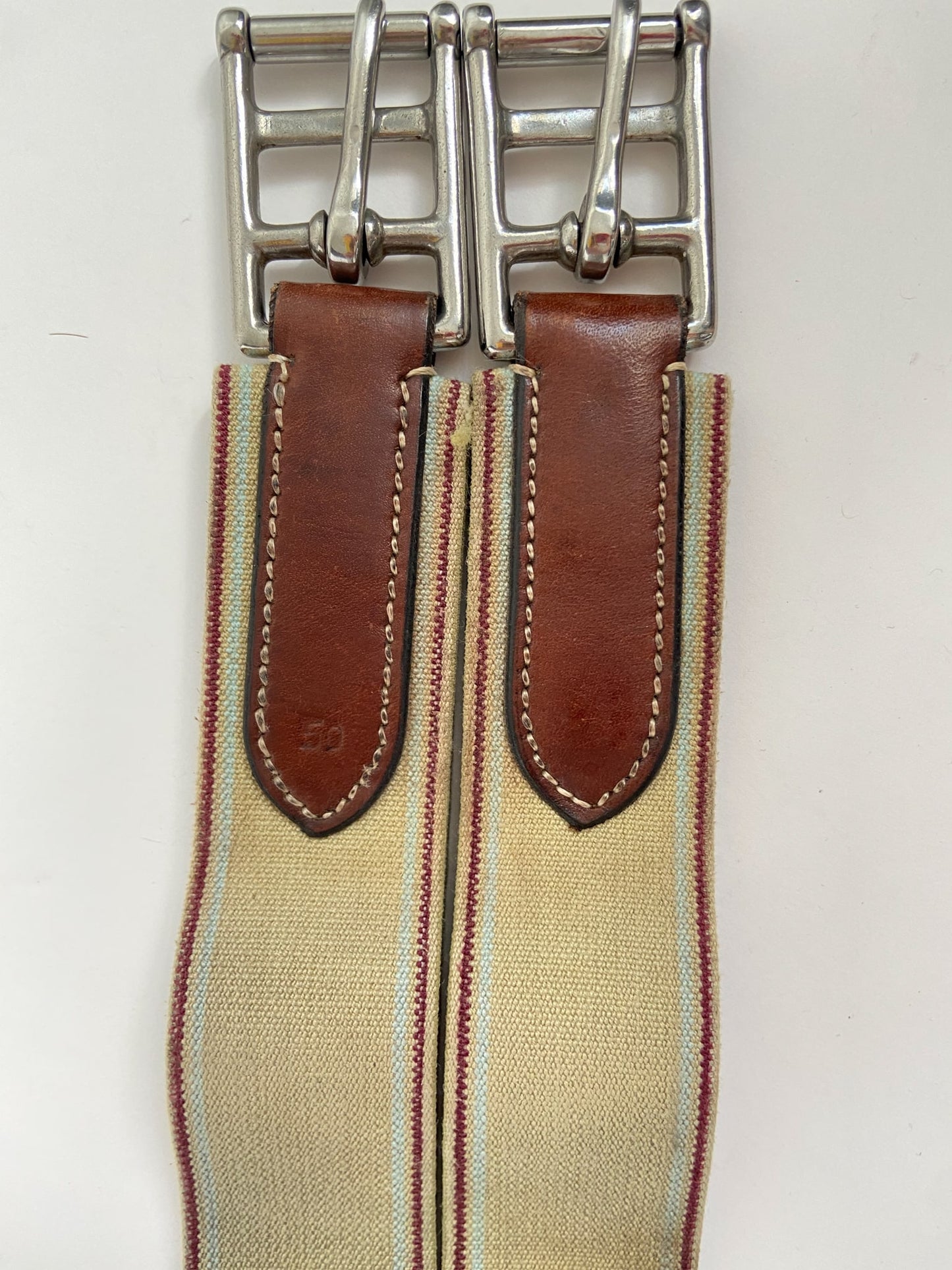 Fancy Stitched Leather Girth - Brown - 50"