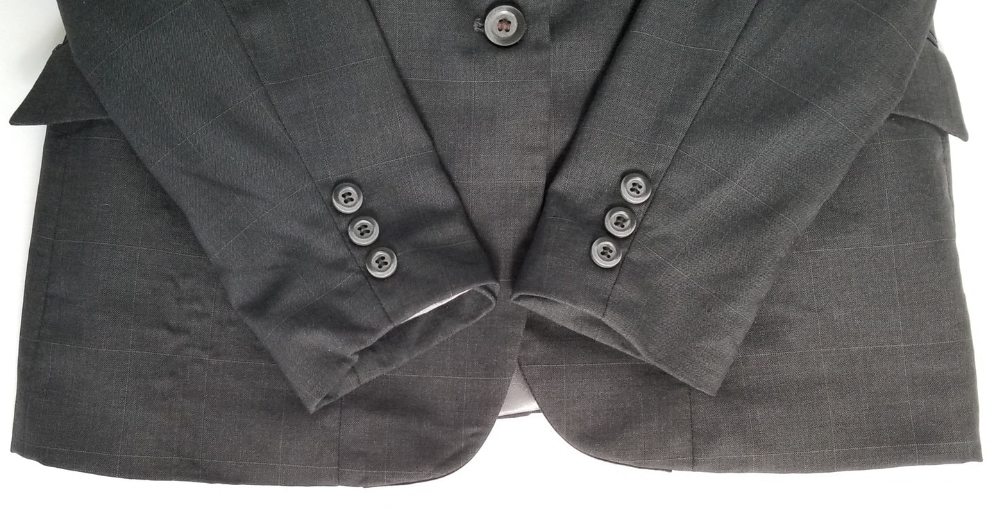 Marigold Wool Show Jacket - Dark Grey Windowpane - 14T