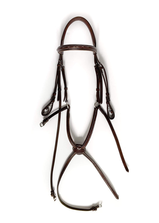 Mondega Fancy Stitched Figure 8 Bridle - Havana - Full