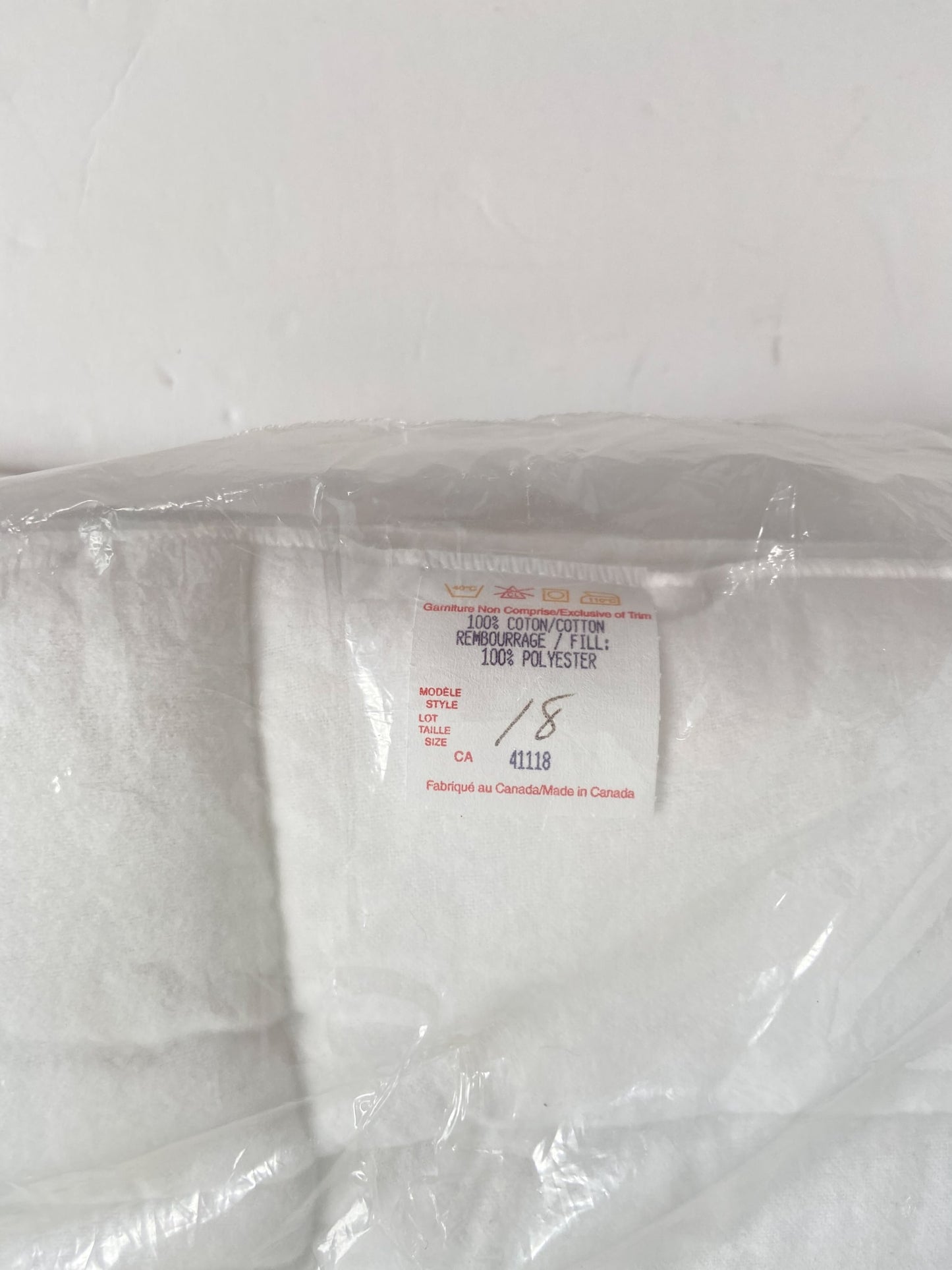 Pillow Wraps - White - 18"