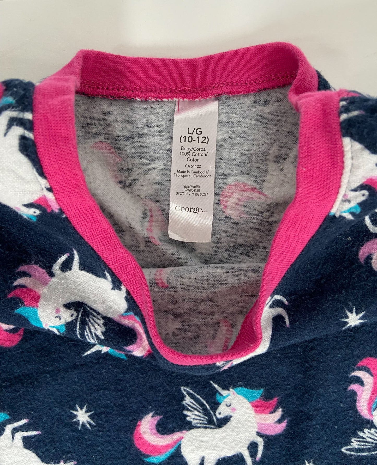 George Long Sleeve Flanel PJ Set - Navy - Youth Large