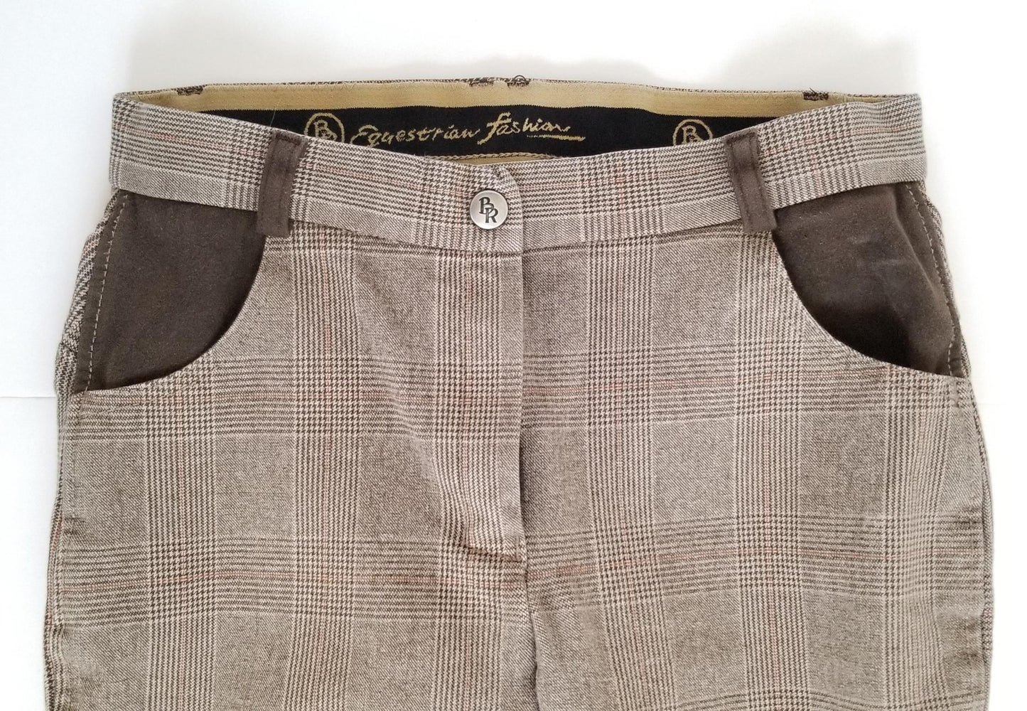 BR Equestrian Fashion Knee Patch Breeches - Plaid - 25/26
