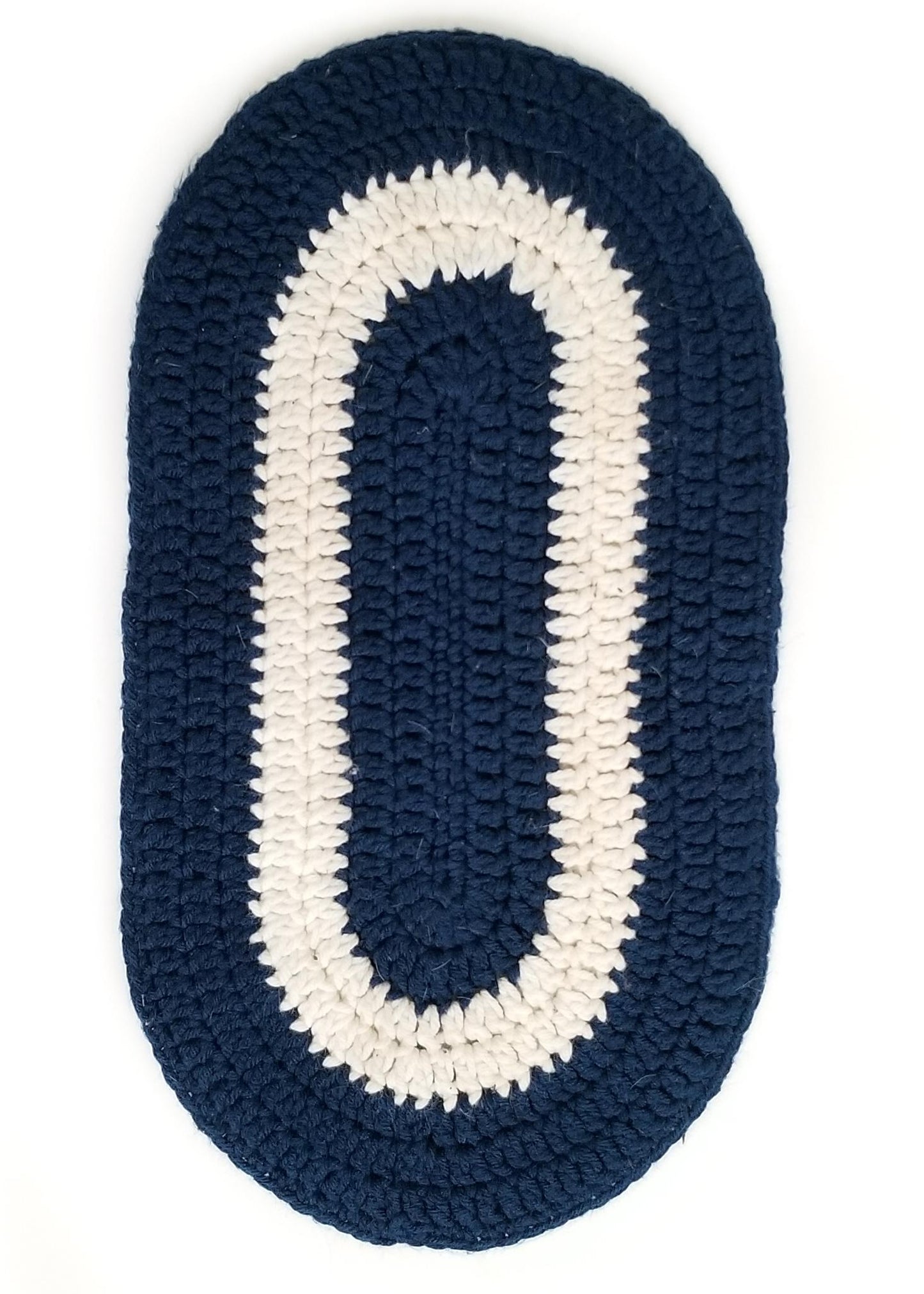Crochet Pommel Pad - Navy/White