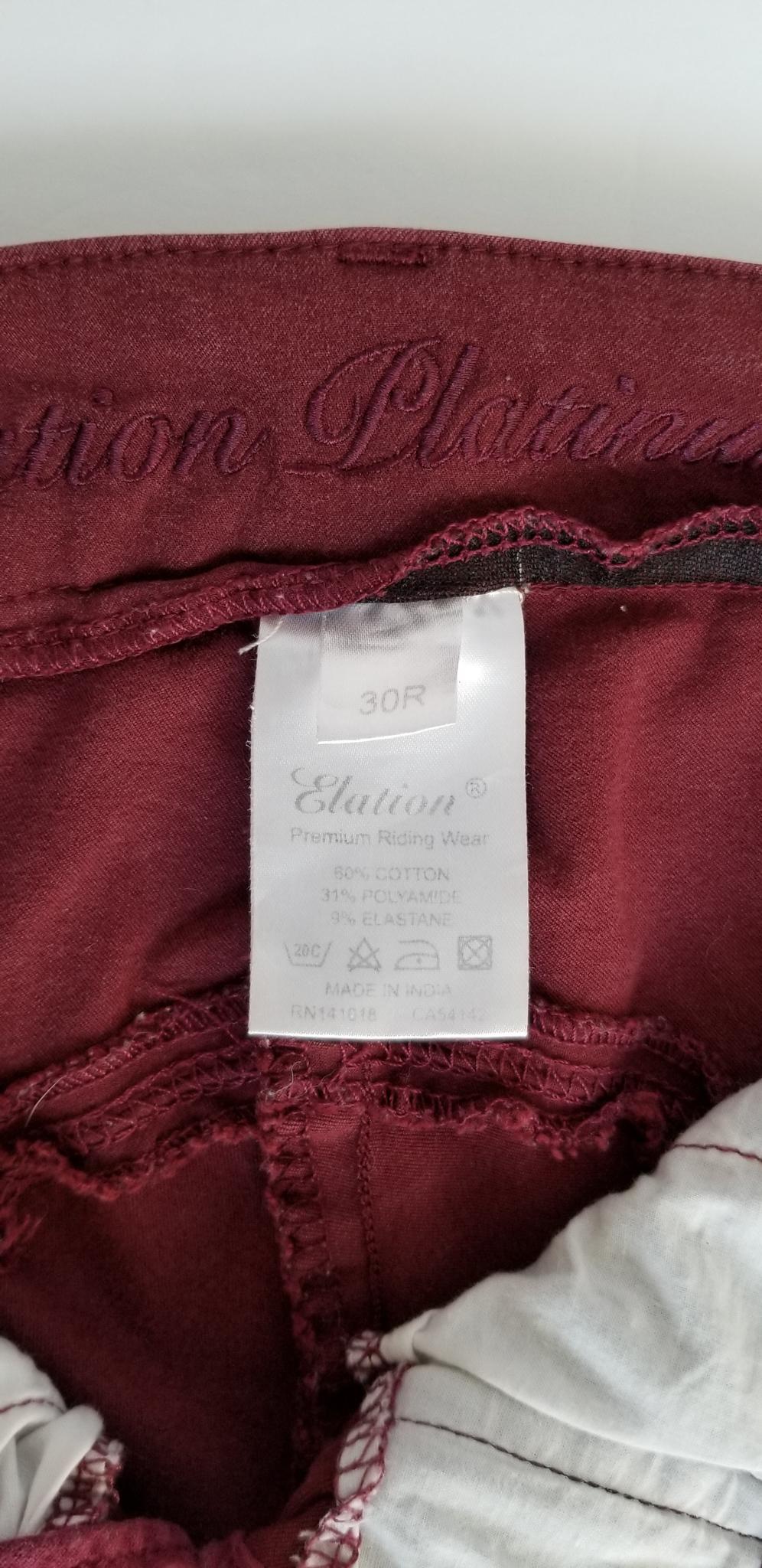 Elation Platinum Chelsea Knee Patch Breeches - Wine - Women's 30R