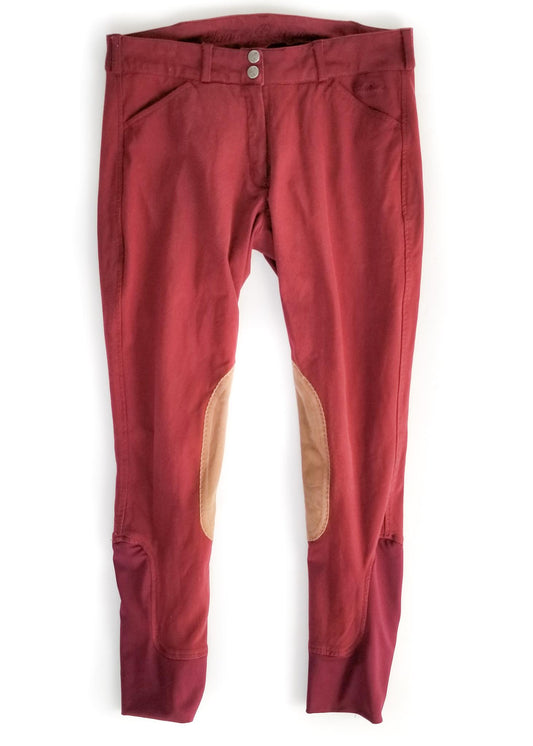 Elation Platinum Chelsea Knee Patch Breeches - Wine - Women's 30R